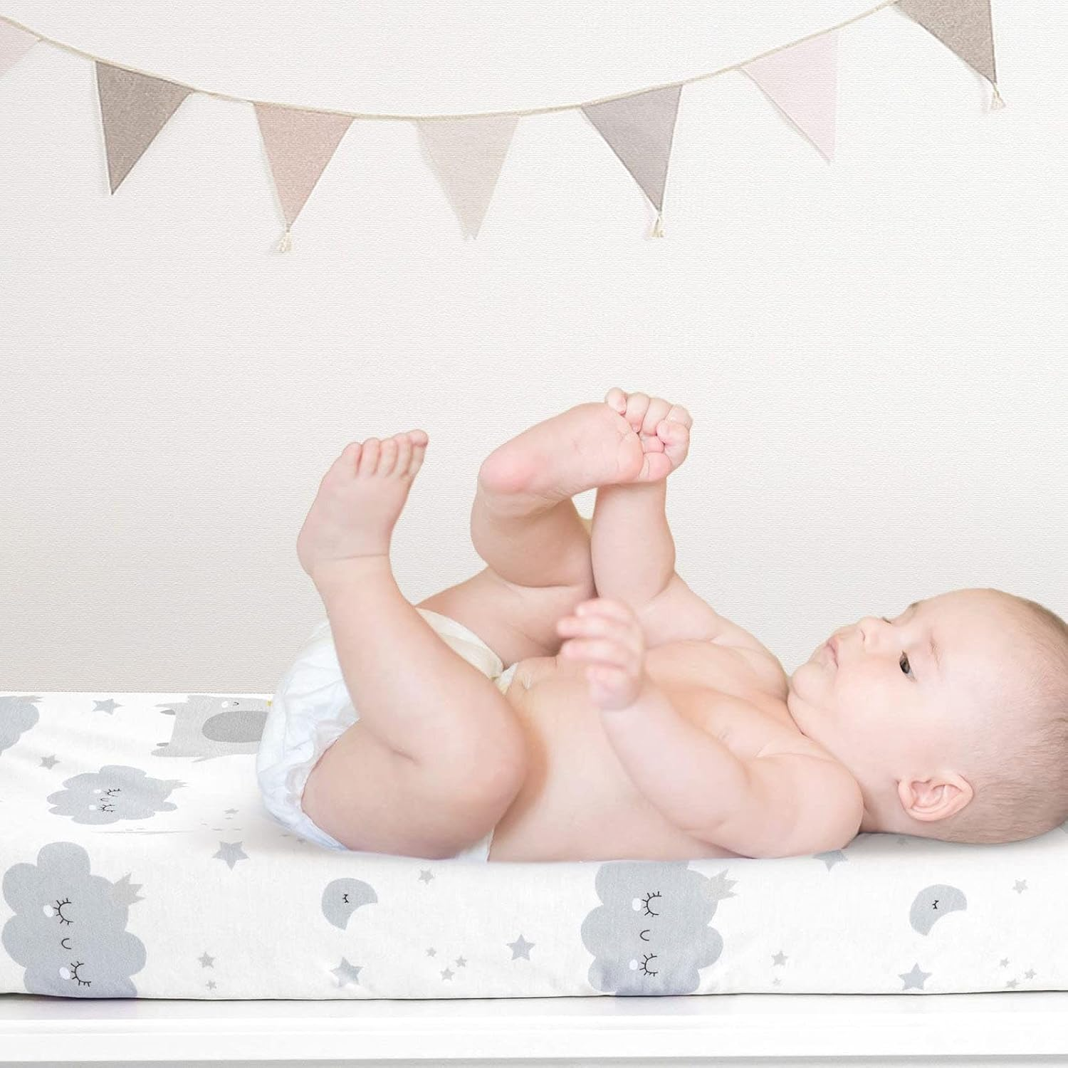 2 Pcs Changing Pad Covers Baby Diaper Changing Pad Cover Sheets Fitted Sheet Changing Mat Flexible Changing Table Pad Covers Diaper Changing Table Sheets Changing Mat Cover Changing Table Cover