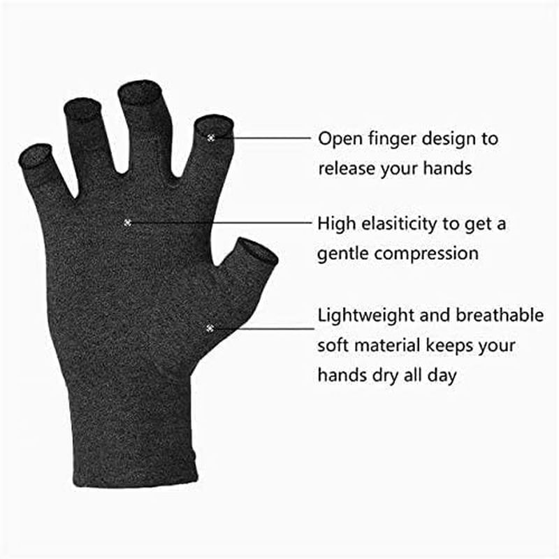 Duerer Arthritis Gloves Women Men, Carpal Tunnel, Rheumatiod, Tendonitis, Fingerless Hand Thumb Compression Gloves, (Black, L) image number 6