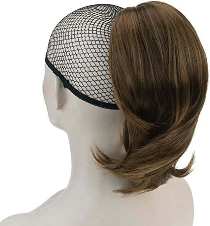 IMISSU Cute Short Claw Ponytail Grab Hairpieces Thick Clip in Hair Extensions Little Pony Tail Hair Pieces for Women (Light Brown) - Black image number 1