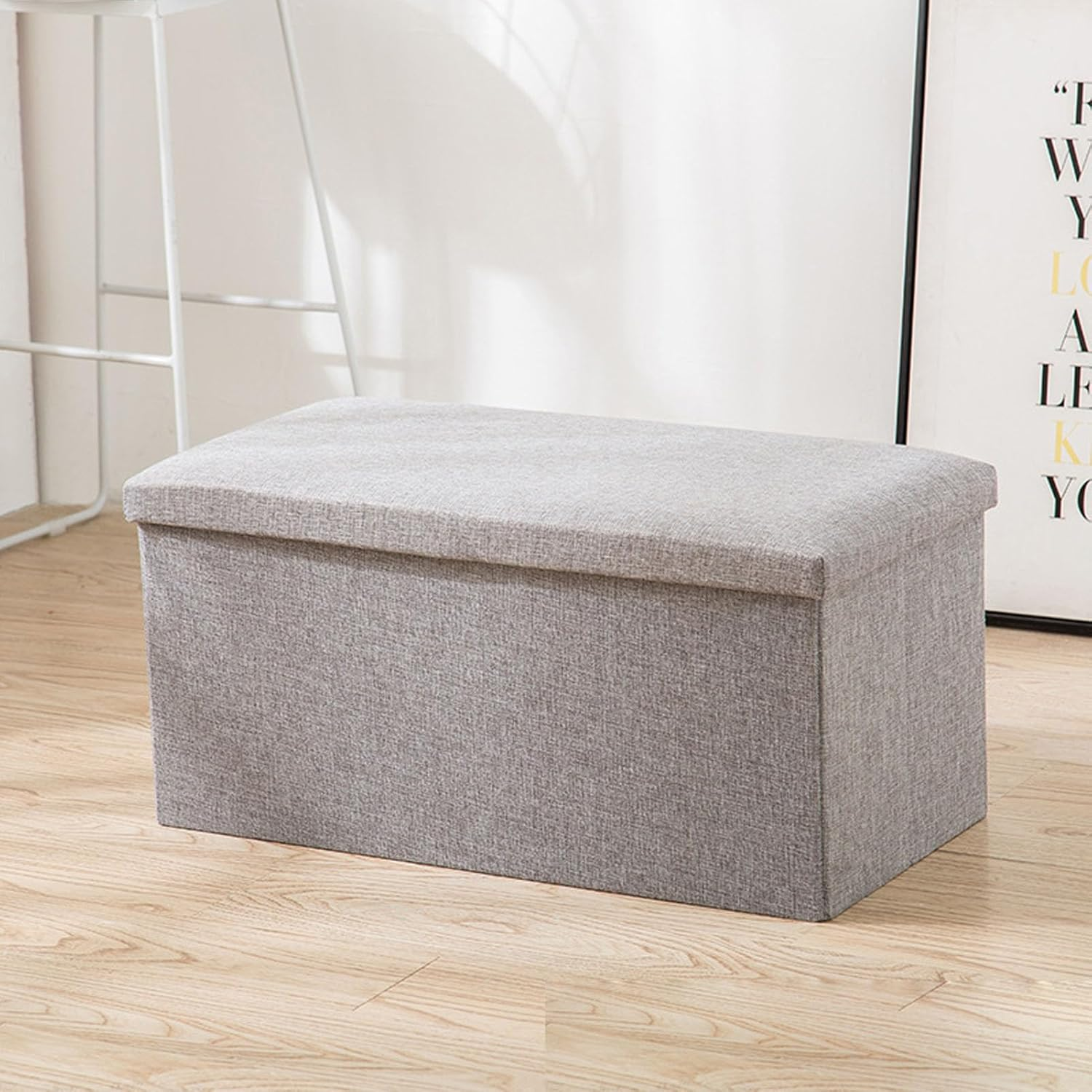 Storage Footrest, Space-Saving Ottoman with Storage, Foldable Fabric Stool for Bedroom or Living Room (Small 13.5X18.5Cm) image number 5