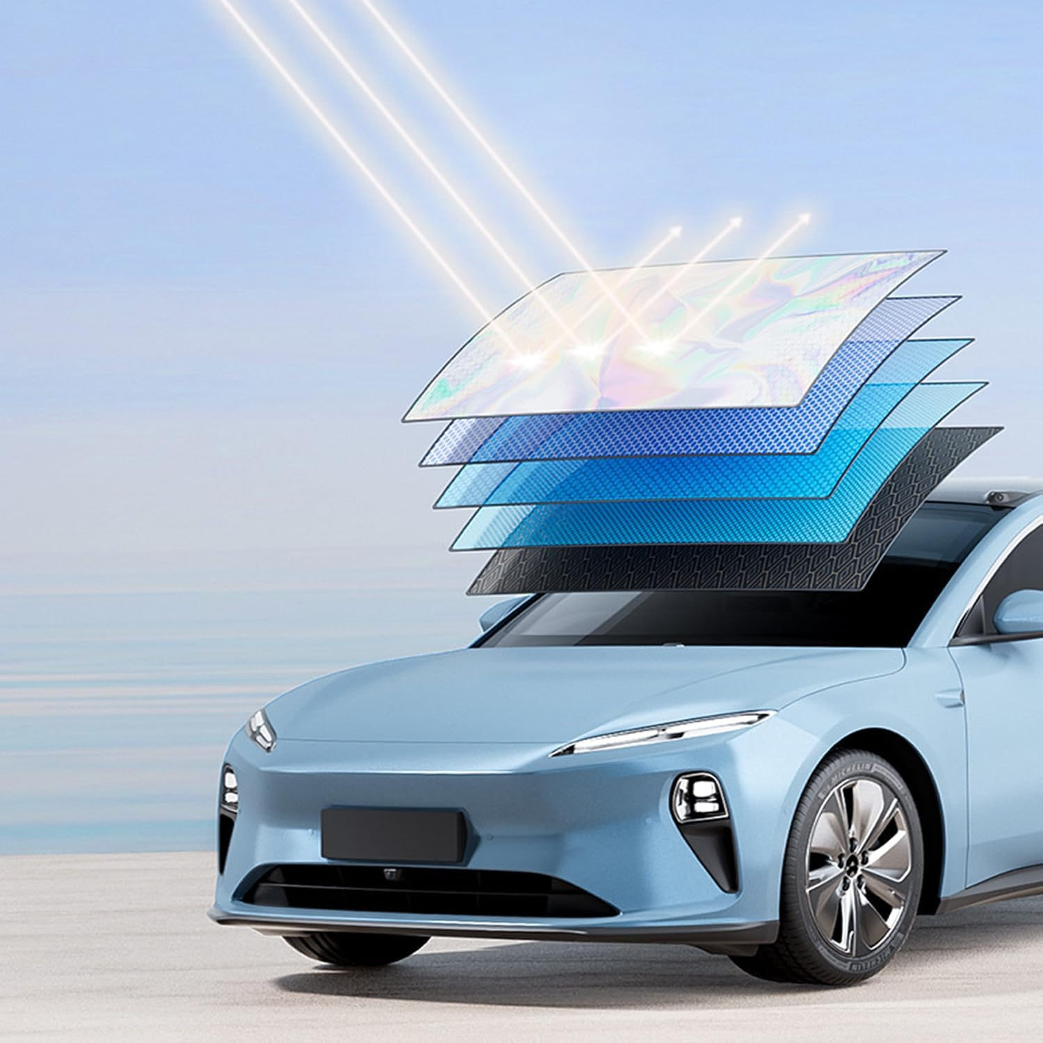 Car Windshield Sun Shade with Storage Pouch. Foldable Reflective Sun Visor Front Windshield Block UV Rays,Protection for Car Interior,Suitable for Most Cars (Large) image number 6