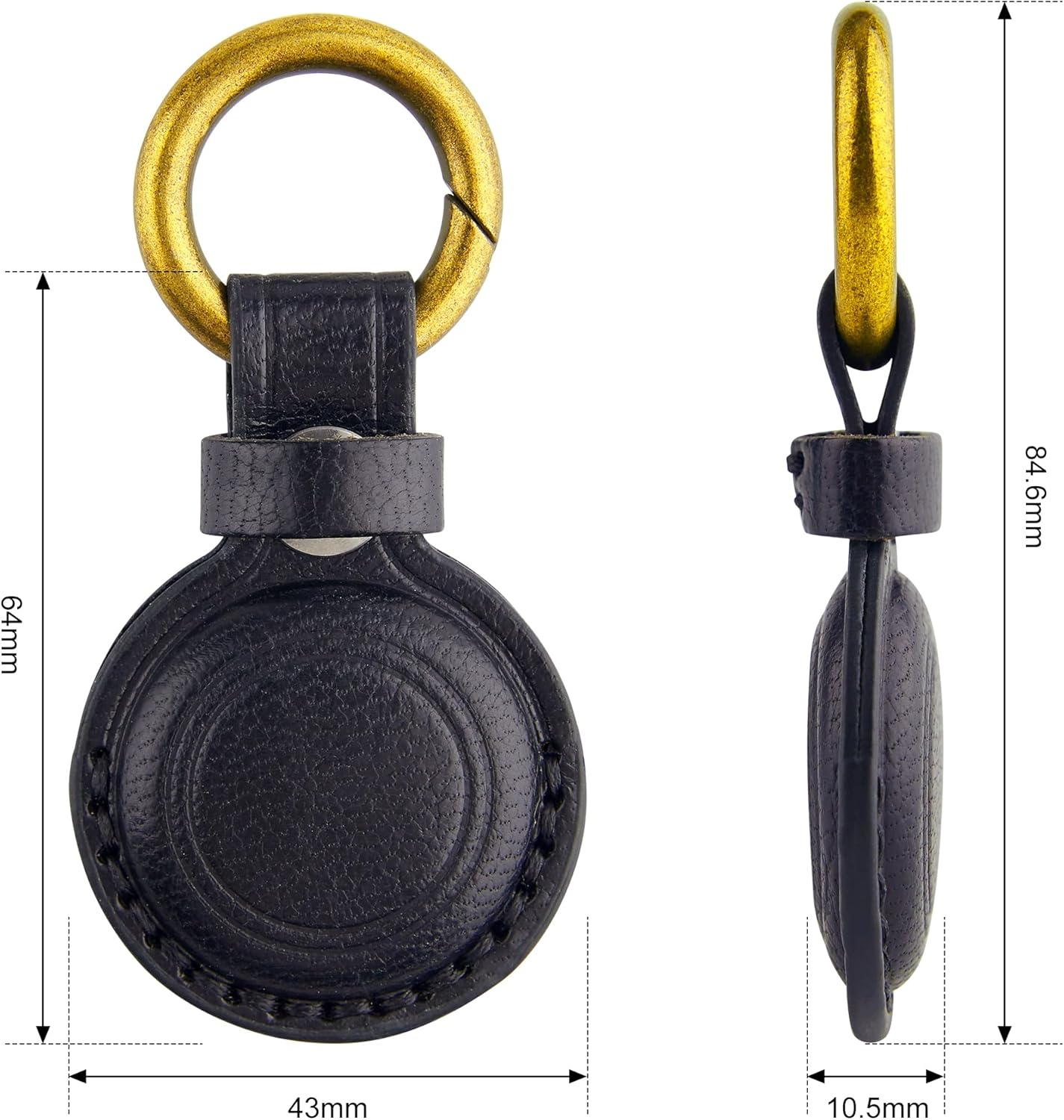 [1 Pack] Keychain Holder Case for Airtag, Genuine Leather for Airtag Holder with Keyring Hanging on Dog Collar Backpacks Wallet, Safety Anti-Lost Case Cover with Key（Black） image number 4