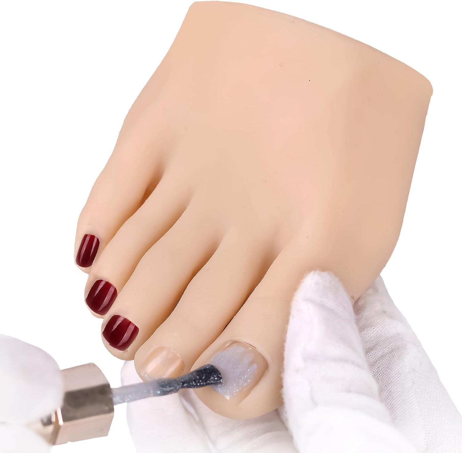 Yeefairy Realistic Silicone Fake Half Foot Female Nursing Mannequin Foot with 524 Pcs Nails, Practice Model Acrylic Nails Art Training Toes Soft Prosthetic Manicure Tool Tattoo (Pair, Bronze)