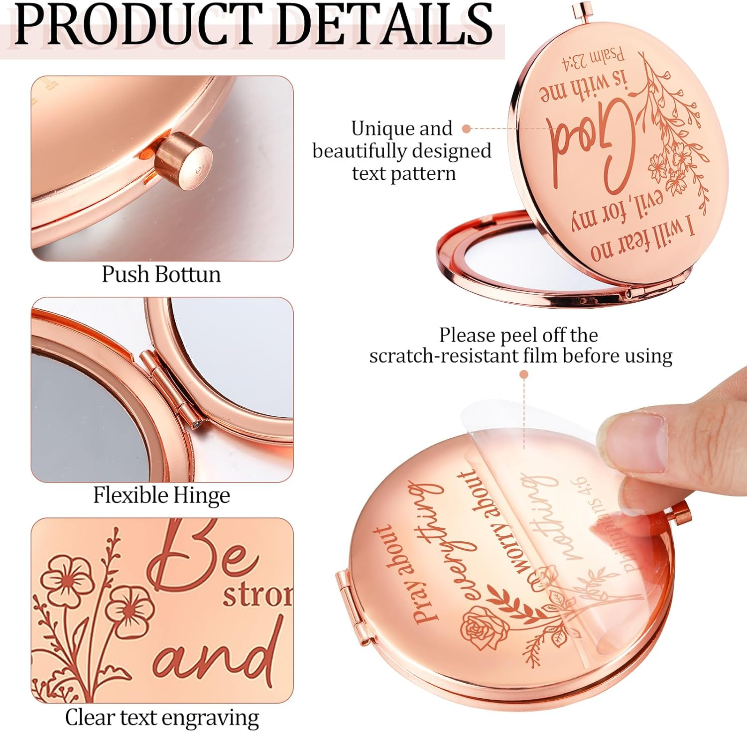 Glikceil 12 Pcs Christmas Bible Verse Gifts for Women Christian Compact Mirrors Bulk Inspirational Religious Gift Christian Gifts for Coworkers Teacher Employees Travel Church Scripture Party Gift image number 2