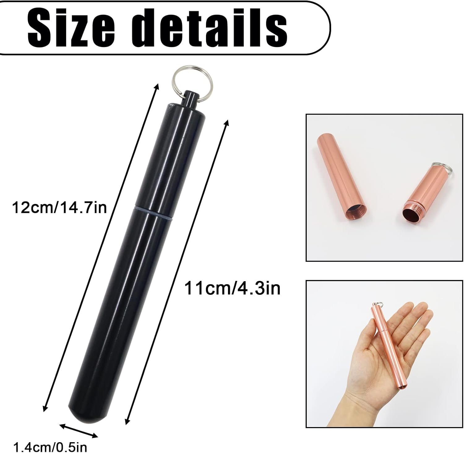 6Pcs Long Pocket Pill Box Keychain, 6 Colors Waterproof Aluminium Alloy Portable Travel Pill Case, Metal Pill Holder Medicine Vitamin Container Organizer, Long