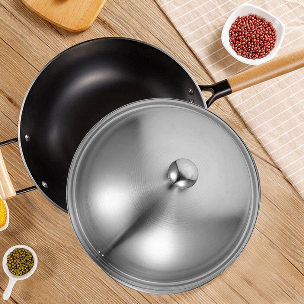 Luxshiny 12.6 Inch Stainless Steel Pot Lid Universal Pan Cover with Anti-Scald Handle for Wok Steamer Stockpot Kitchen Supplies image number 2