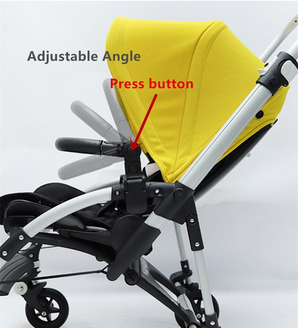 Baby Stroller Bumper Bar Armrest Handle Crossbar Accessories Just for Bugaboo Bee 3 / Bee 5 / Bee 6 with Black PU Leather Handle Cover, Adjustable Angle image number 5