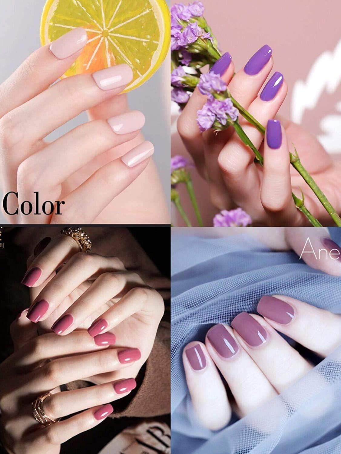 Vishine 6Pcs Soak off LED UV Gel Nail Polish Varnish Nail Art Starter Kit Beauty Manicure Lavender Violet Purple Navy Collection Set