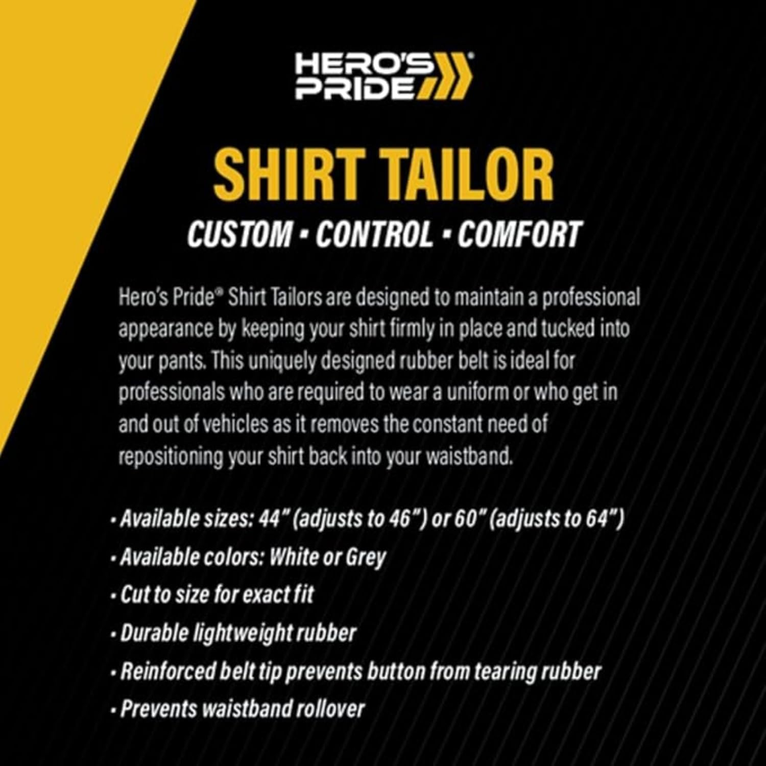 Hero'S Pride Shirt Tailor Rubber Belt - Adjustable Shirt Keeper for Professional & Tucked in Appearance image number 3