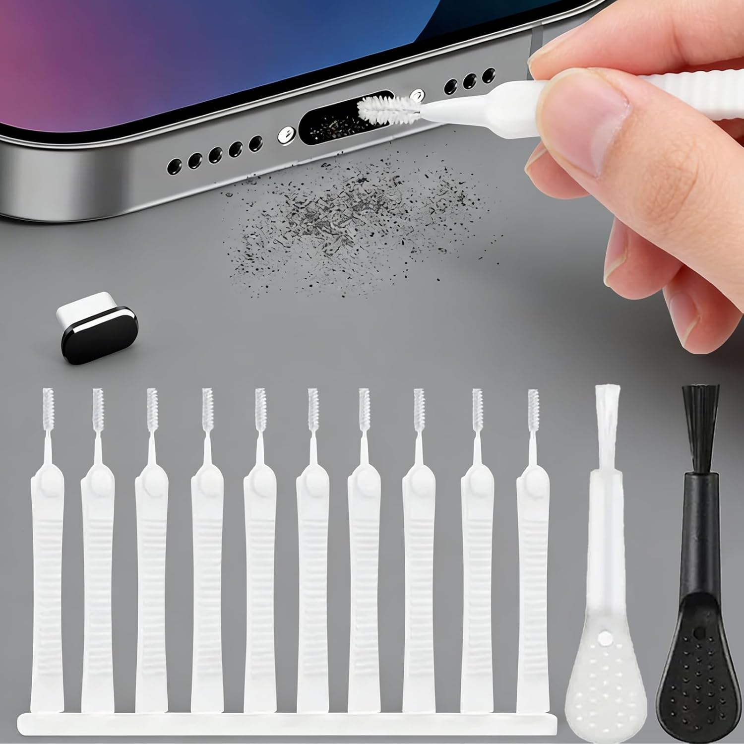 Xolixorium 13-Piece Mobile Phone Port Cleaning Kit - Phone Cleaner for Iphone Cleaning Kit Keyboard Cleaner Charging Port Headphone Camera Speaker (Type C) image number 6