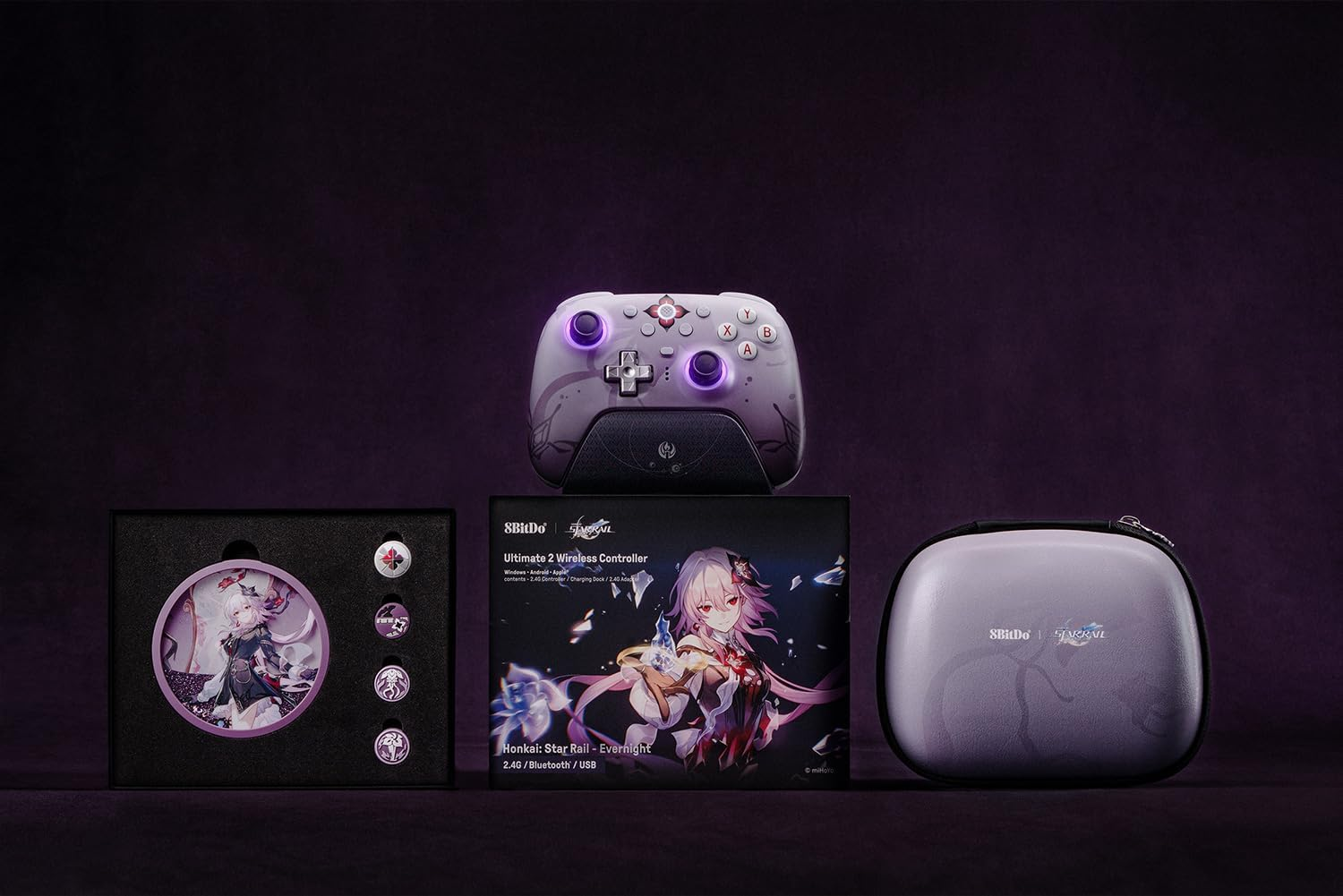 8Bitdo Ultimate 2 Wireless Controller for Windows, Apple, Steam & Android, TMR Joysticks, Hall/Tactile Triggers, Motion Control,1000Hz Polling Rate -Evernight(Officially Licensed by Honkai: Star Rail) image number 1