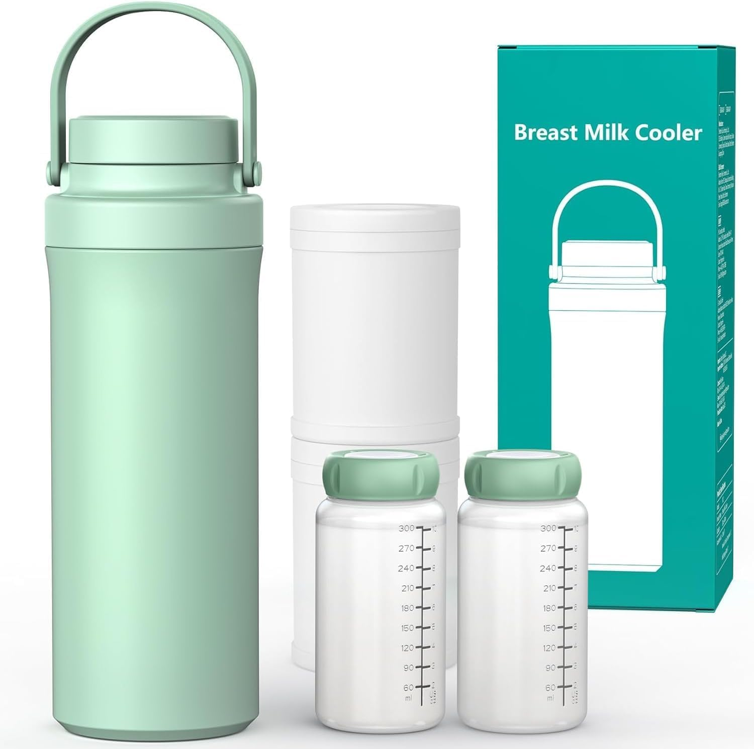 Portable Breast Milk Cooler Bottle, 360&deg;Cooling Technology for 24 Hours, 600Ml Larger Capacity Travel Breastmilk Chiller with 2Pcs Baby Bottles, Storage Container for Breastmilk, Bpa-Free
