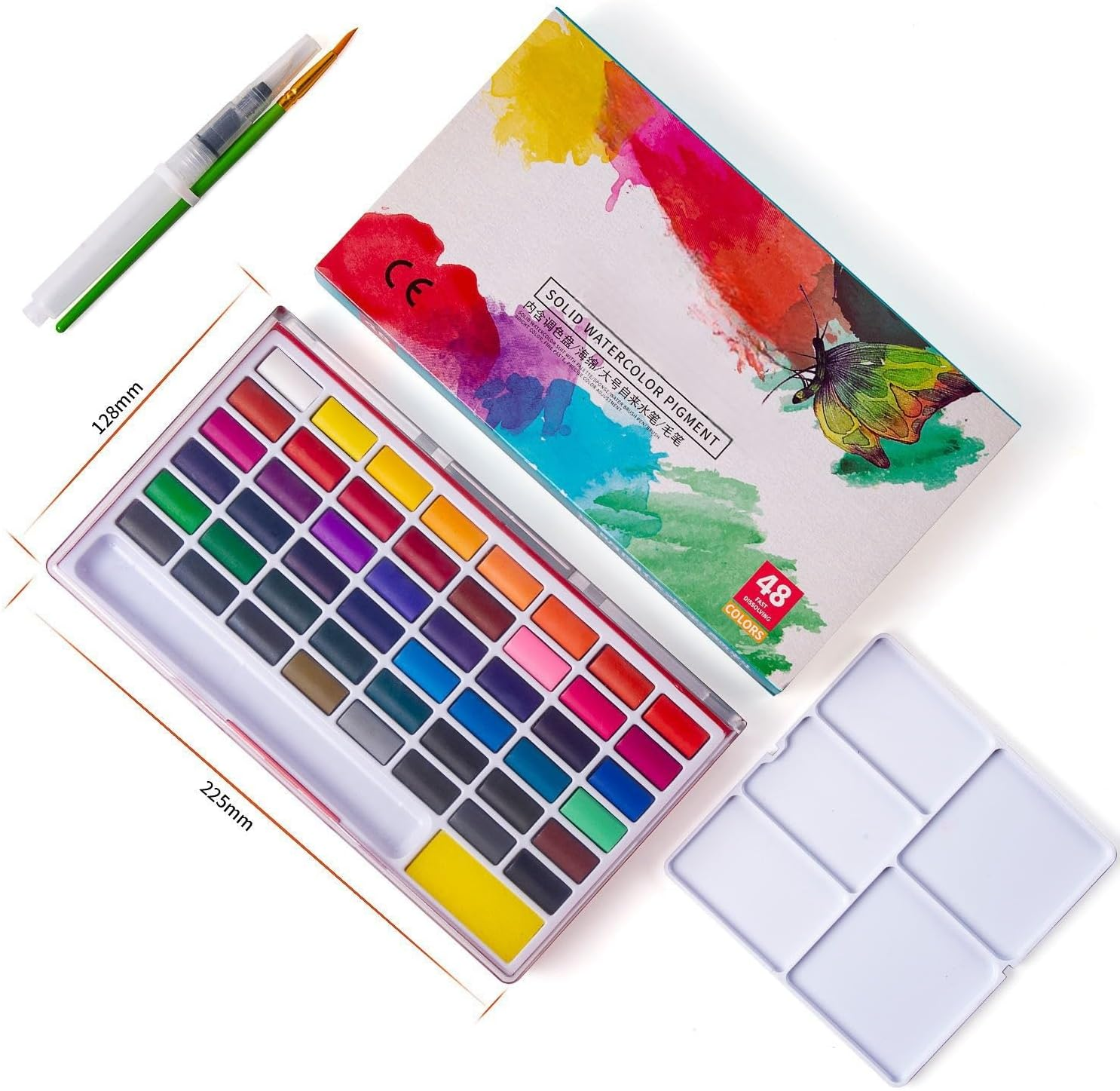 Watercolor Paint Set, 48 Assorted Premium Colors in Box with Water Brush and Sponge, Perfect for Artist Kids Beginners, Artists, Painting, Sketching, and Illustrating image number 1