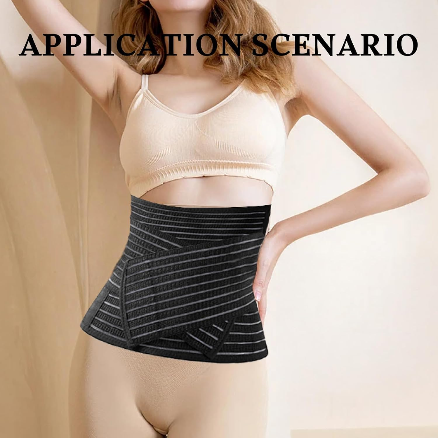 Medical Postpartum Belly Band C Section Recovery Abdominal Binder, Adjustable Waist Pelvis Girdle for Diastasis Recti and Back Pain Relief, Post Surgery Support Black,General image number 5