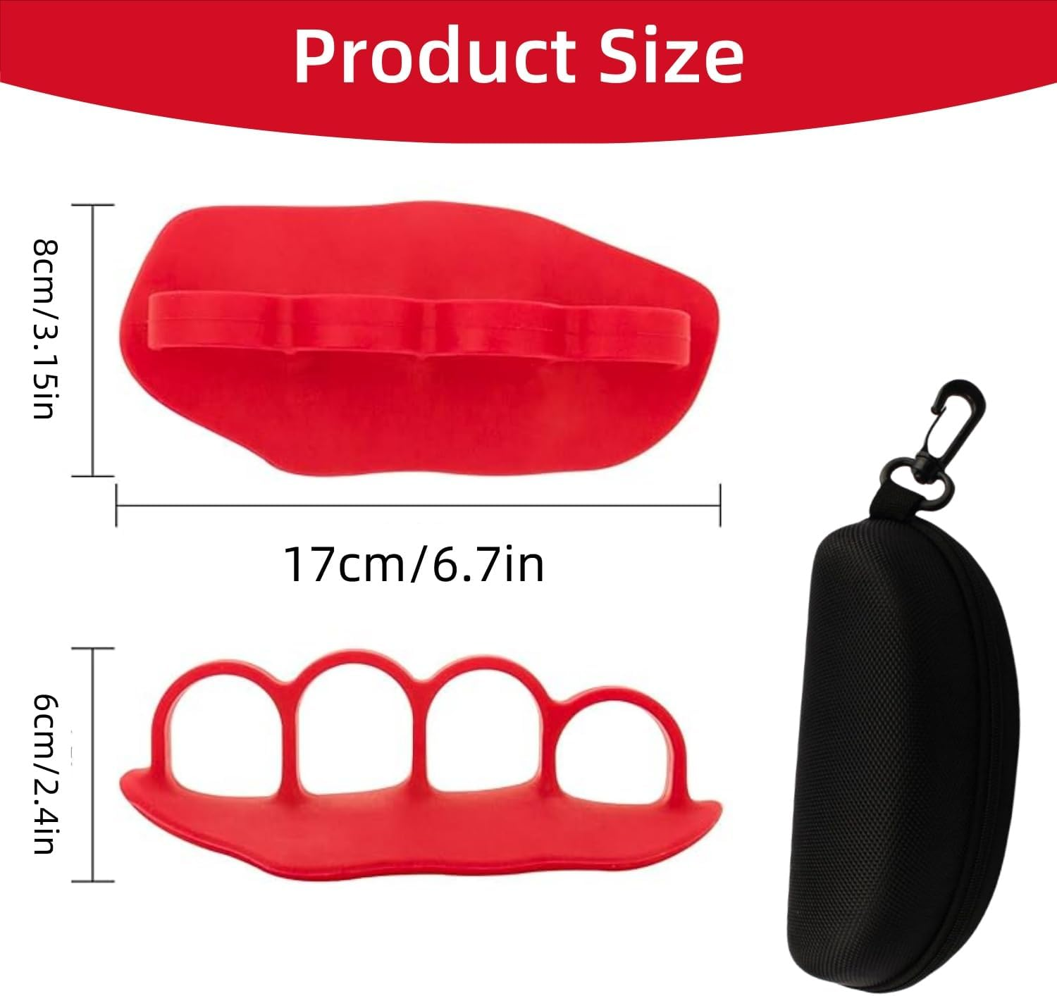 Shoyisenka Fitness Grip Strength Trainer - Anti-Slip Five-Finger Gloves, Suitable for Strength Training Such as Pull-Ups, Deadlifts, and Bench Presses, with a Portable Storage Case Included. - Red C image number 6