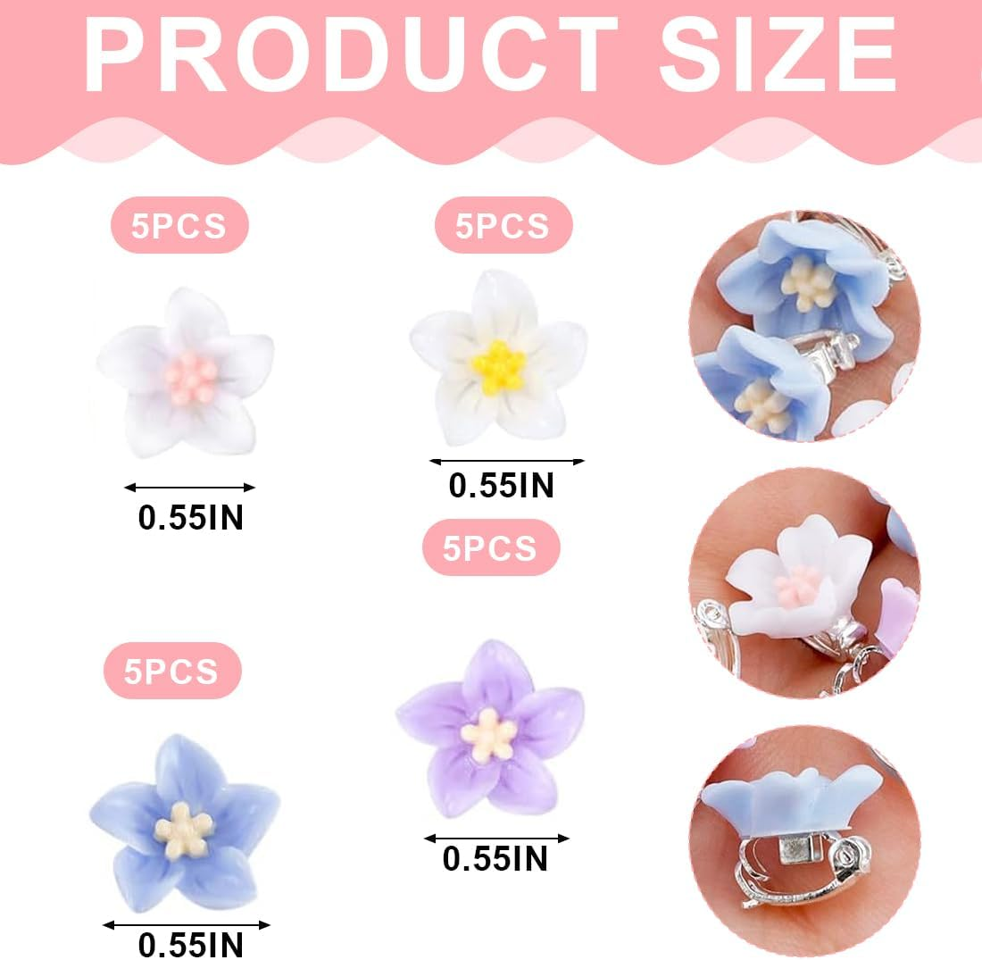 WUSJCOF Pack of 20 Colourful Hair Flowers Hair Clips Communion Wedding Girls Ladies 4 Ceremony Accessories image number 2