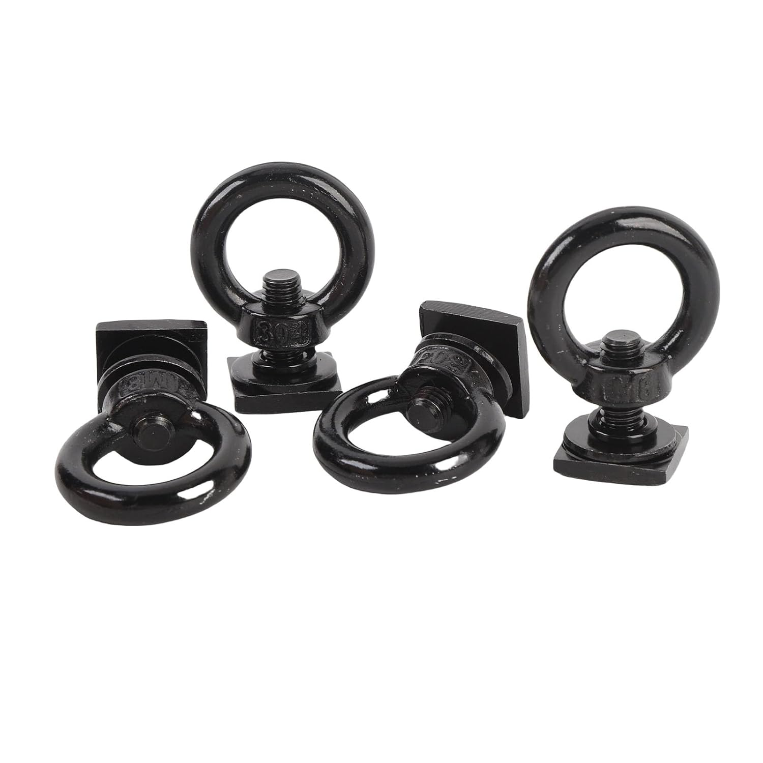 Jiawu M8 Stainless Steel T-Bolt Eye Nut Tie down Rings, 4 Pack, Black - Silver image number 6