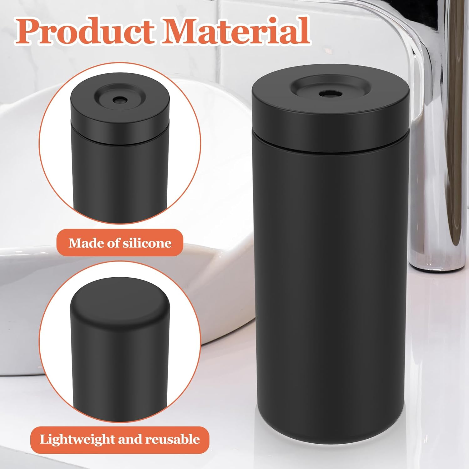 Awobepl Silicone Dish Soap Dispenser Refillable Dish Soap Squeeze Bottle 240Ml Dishwashing Liquid Dispenser Portable Hand Soap Bottle for Kitchen Sink (Black) image number 6