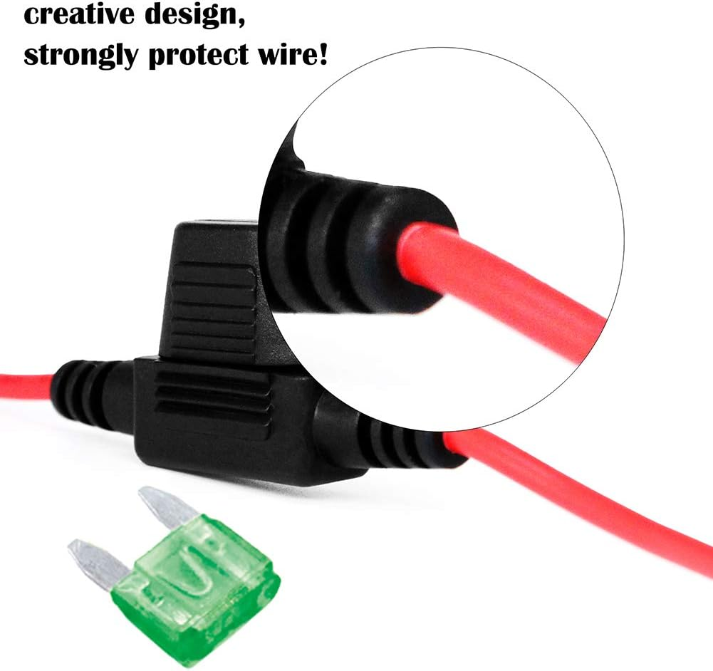 Inline Fuse Holder, VANTRONIK IP65 Waterproof Mini Car Blade Fuse Holder with 16 AWG Gauge 30 Cm Wire for ATM/APM Mini Size Blade Fuse 10 Pack image number 5