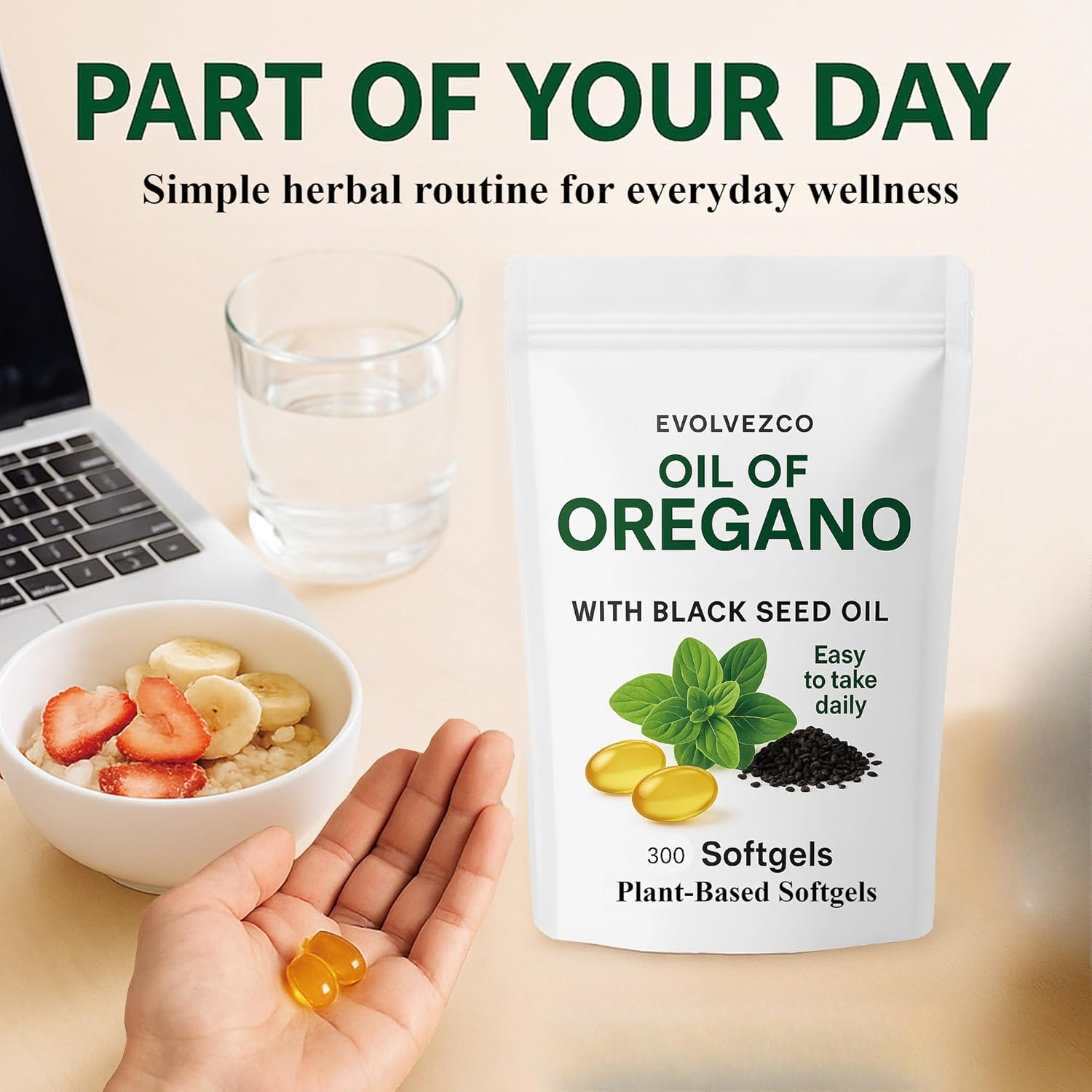 Oil of Oregano + Black Seed Oil &ndash; Plant-Based Softgels | 20:1 Herbal Extract | Daily Botanical Blend &ndash; 300 Count &ndash; Non-Gmo, Filler-Free image number 3