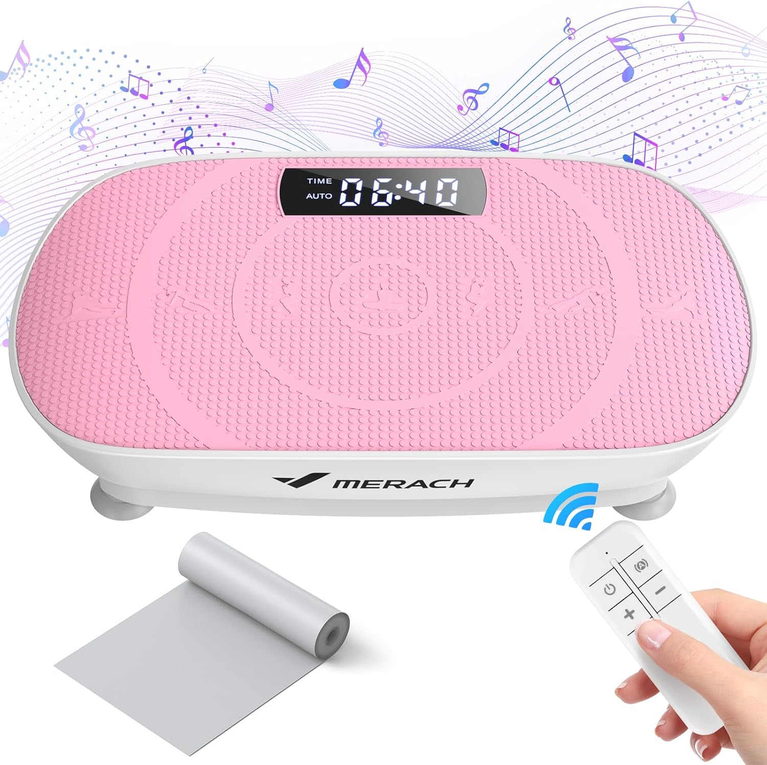 MERACH Vibration Plate Exercise Machine,Whole Body Workout Power Vibrate Fitness Platform Vibration Plate for Lymphatic Drainage,Motor Speed Control , Weight Loss & Shaping (Pink) image number 4