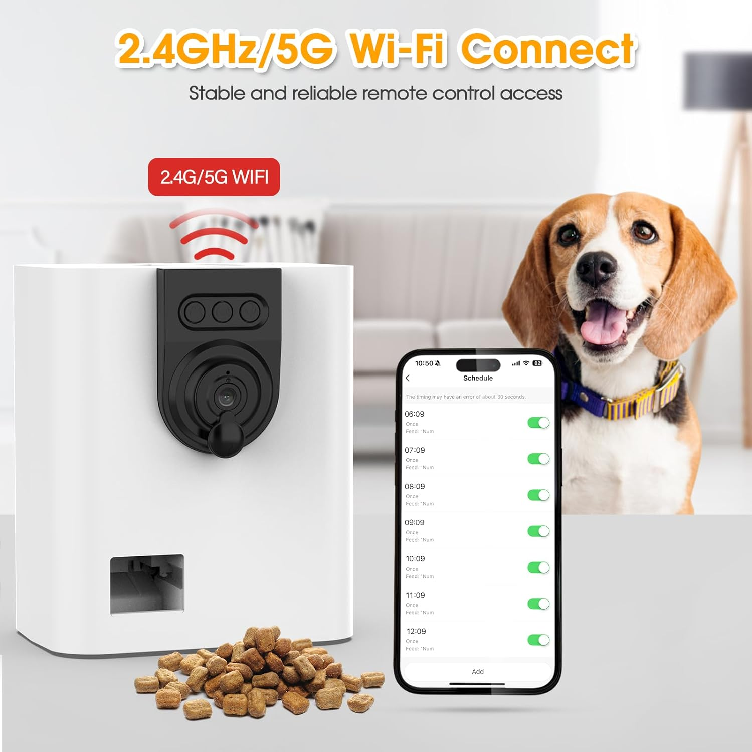 Advwin Dog & Cat Smart Camera Treat Dispenser, 2.4Ghz & 5Ghz Wifi, 1080P HD Camera, Two-Way Audio, App Control &ndash; for Small Treats & Kibble image number 4