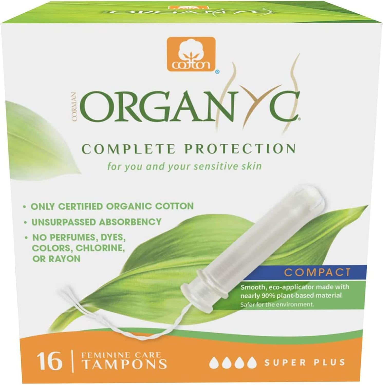 Organyc 100% Organic Cotton plus Pure Tampons, Super (Pack of 16) image number 3