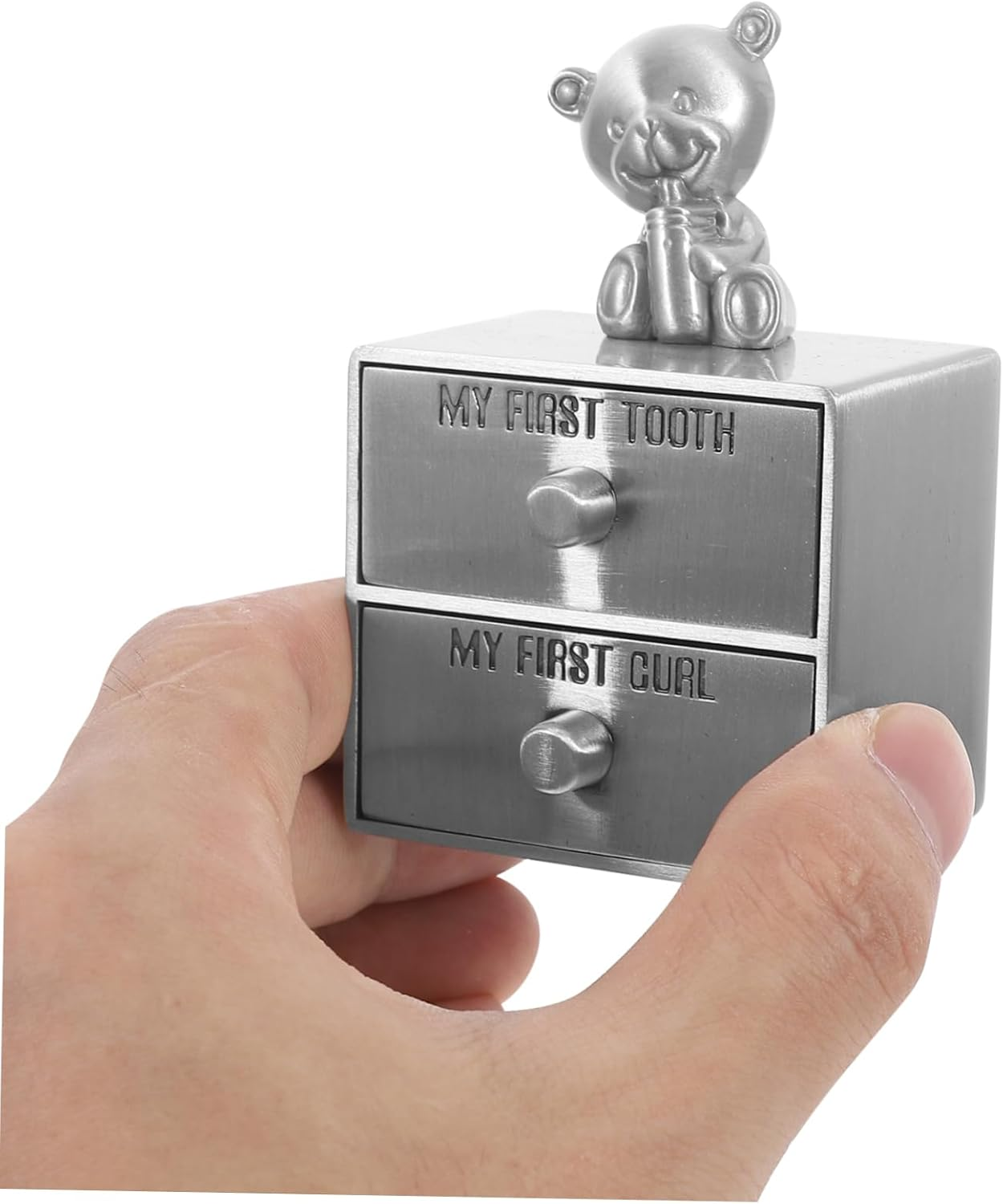 Totority First Tooth Box Keepsake Metal Drawer Organizer for Tooth and Hair Storage Cherish Precious Memories Elegant Design Boys and Girls image number 1