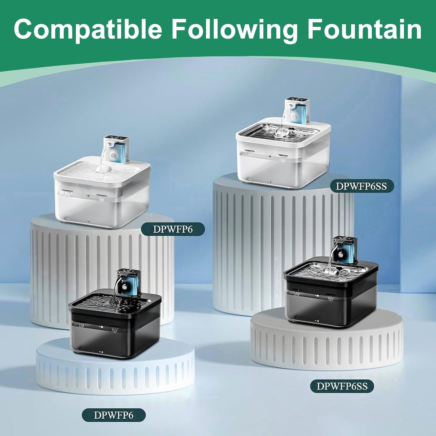 Hantoc Pack of 20 Replacement Filters for Drinking Fountains, Cat Fountains, 10 Pieces Carbon Filters and 10 Pieces Foam Filters for 2.5 L Cat Water Fountain DPWFP6 Replacement Filter with Resin And image number 3