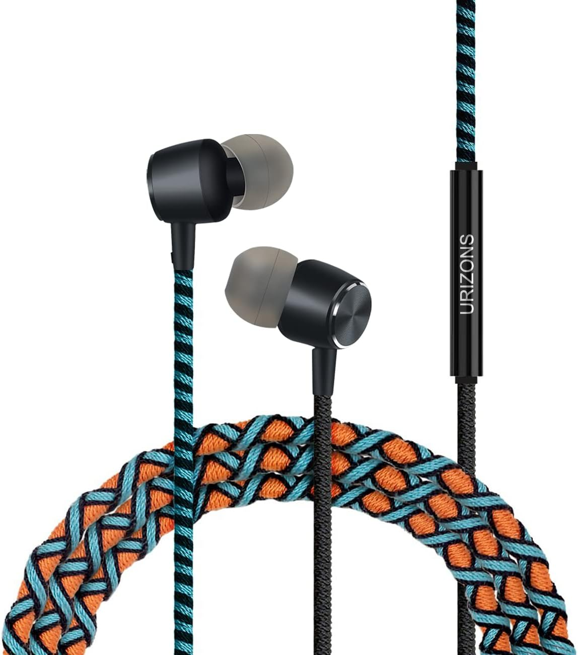 URIZONS In-Ear Headphones Colourful Wired Braided Stereo High Fidelity Ergonomic Low Noise 3.5 Mm Universal for Iphone Android and MP3 Smartphones
