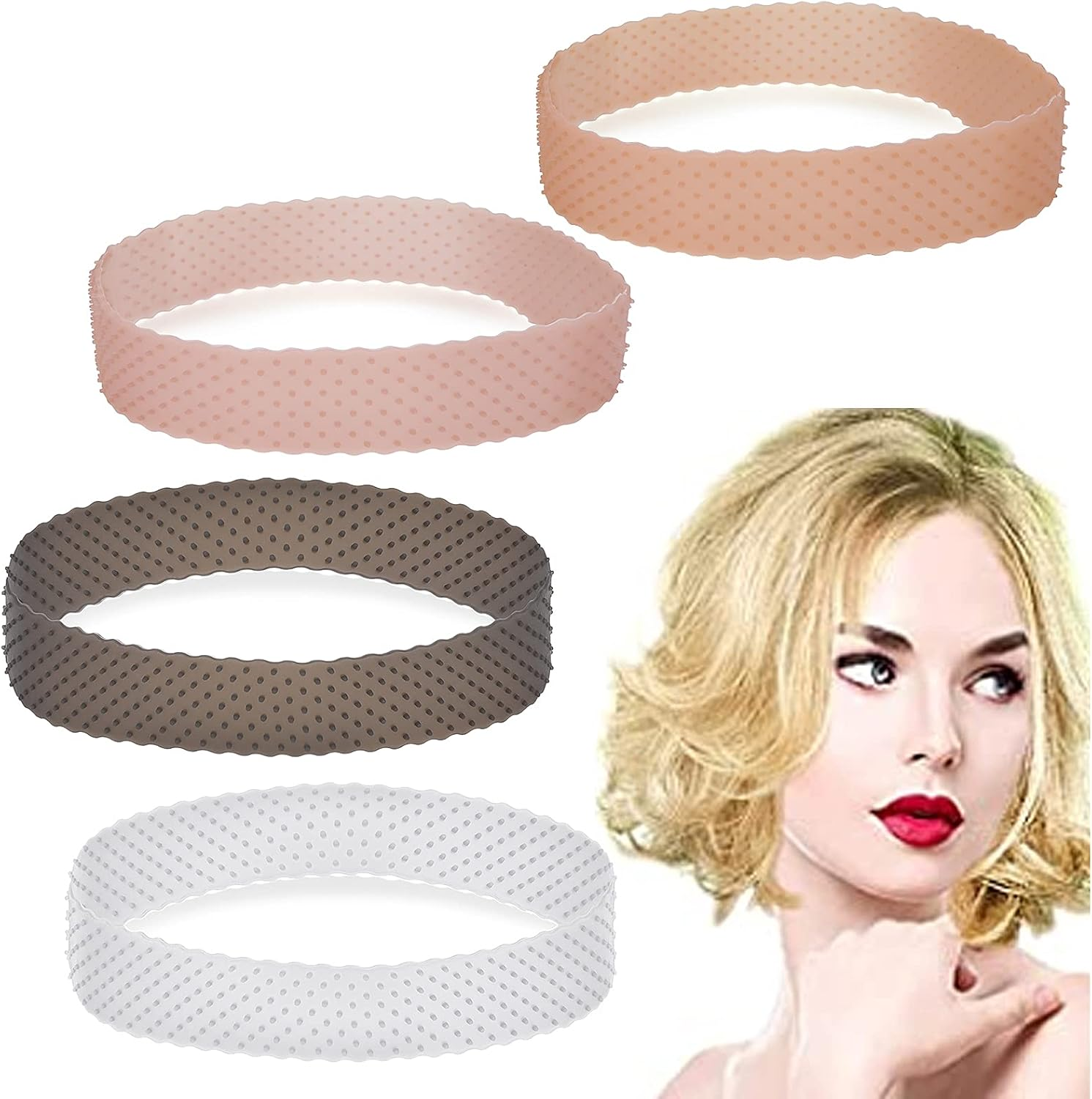 Molain 4Pc Adjustable Silicone Wig Grip Headbands for Women & Men, Non-Slip, Sweatproof, Waterproof