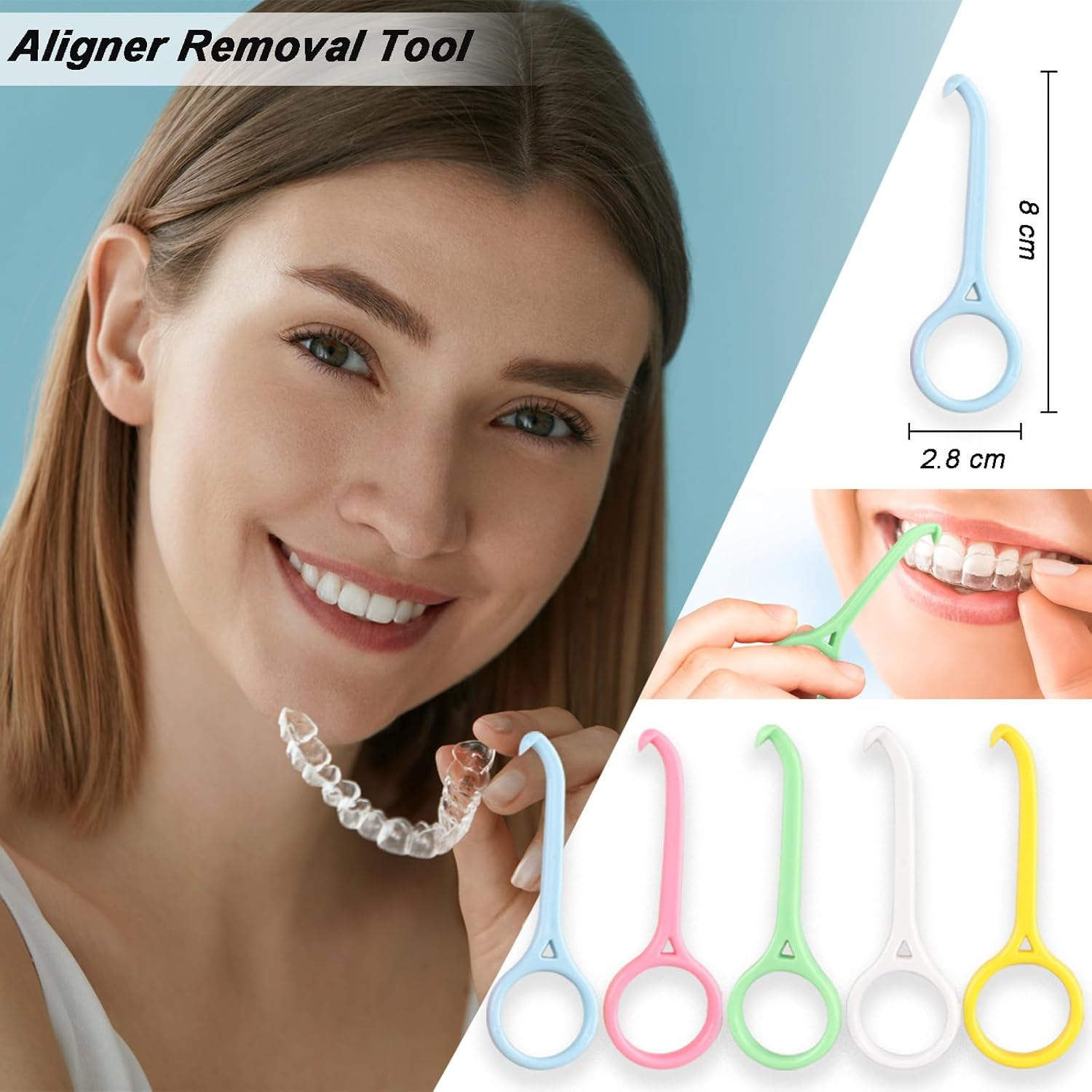 5 PCS Clear Aligner Removal Tool, Accessories for Disassembly of Oral Care, 2 PCS Portable Retainer Container Case with Vent Holes, Retainer Box Retainer Denture Box for Clean/Storage/Travel image number 1