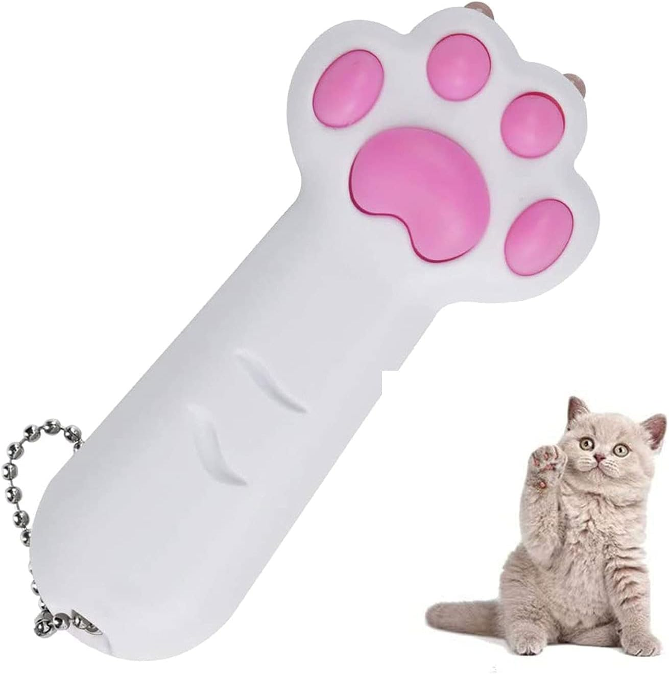 Interactive Cat Toy for Indoor Catch Exercise - Pet Dog Funny Kitten Wand for Chasing and Playing (White) image number 1
