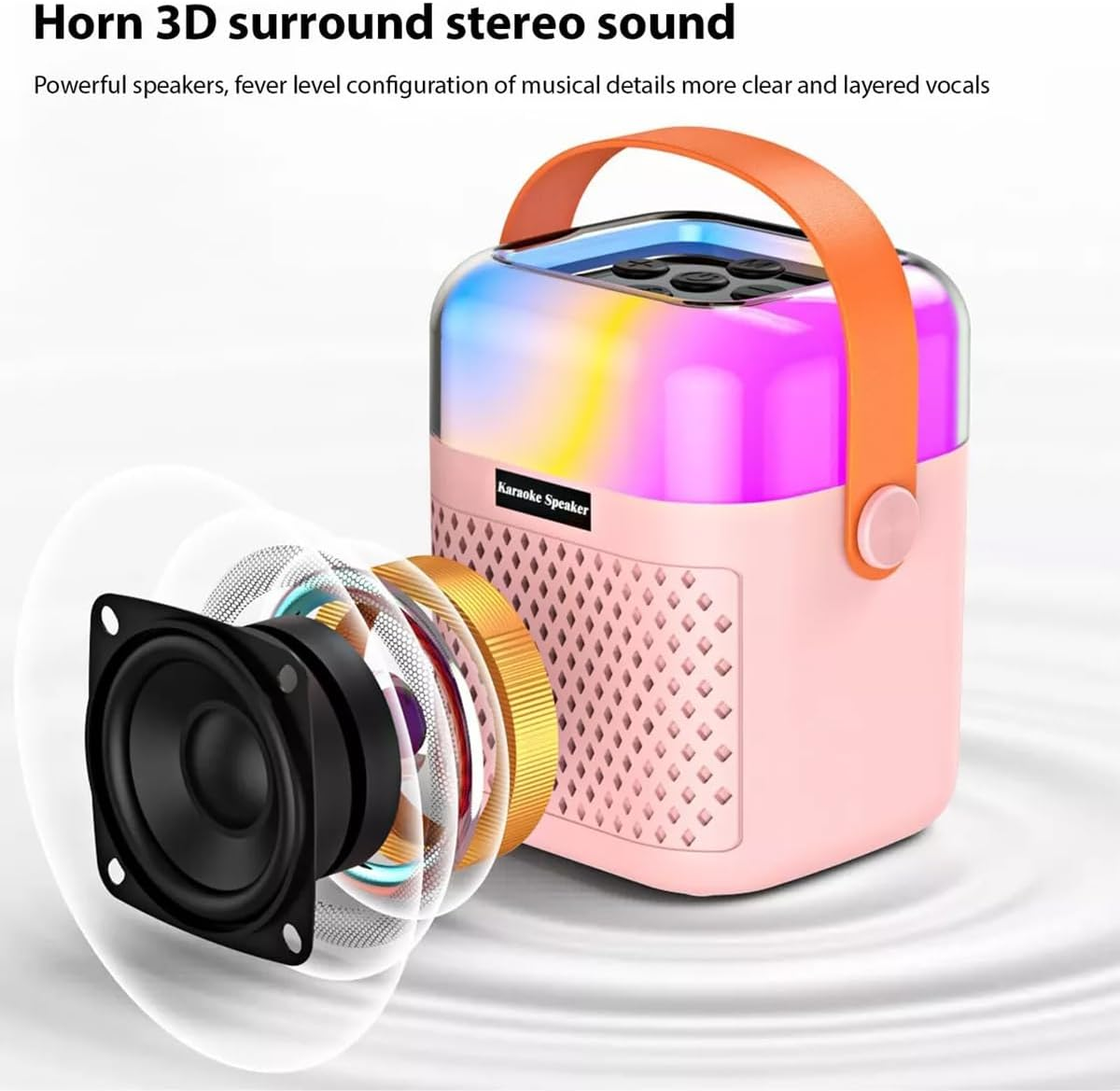 Luczeng Mini Karaoke Machine, Portable Bluetooth Karaoke Speaker | with 2 Wireless Microphone | Type-Ccharging Port | 5 Sound Effects | for Adullts and Kids | Birthday Gift image number 5