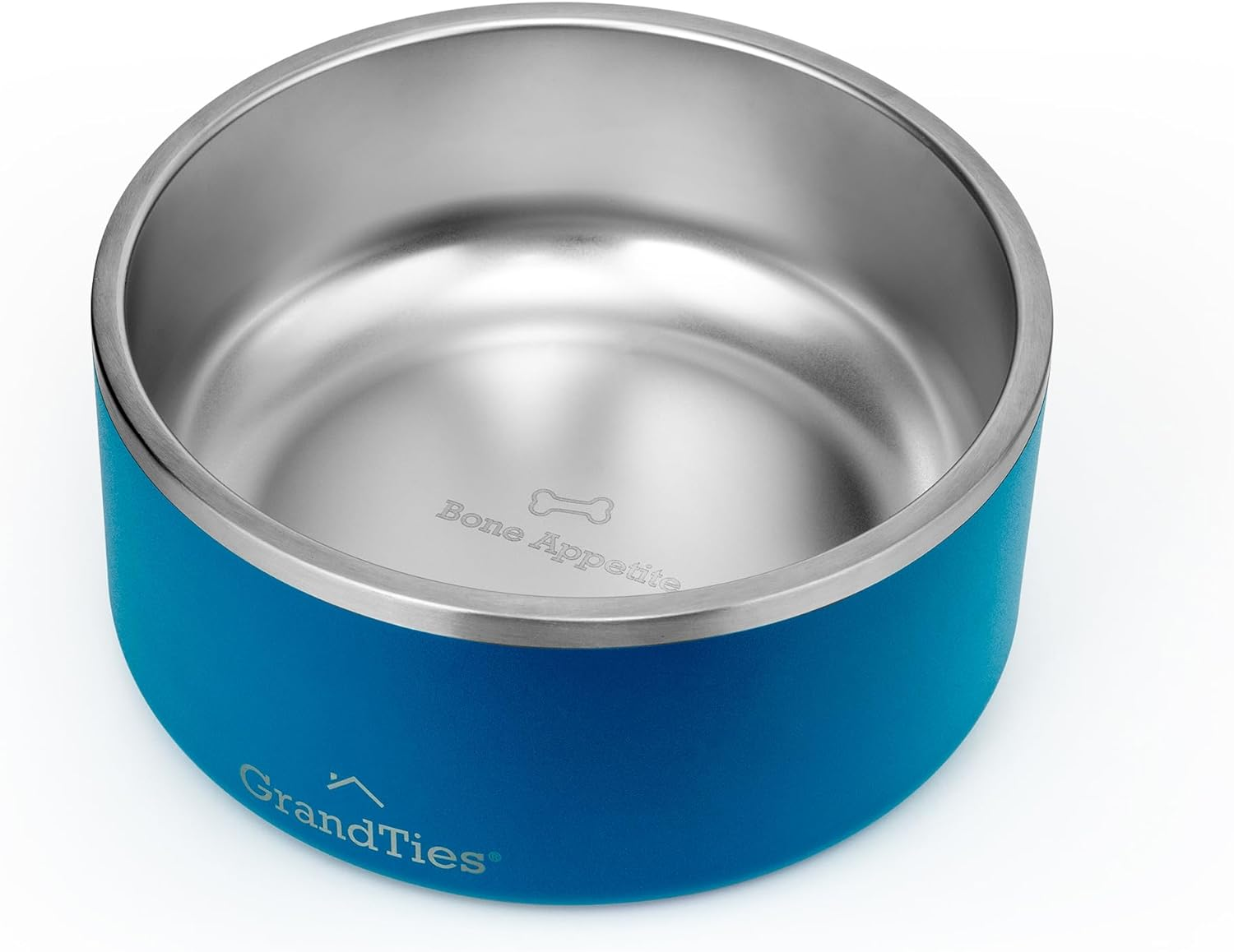 Grandties Stainless Steel Dog Bowl | Engraved Reusable Bpa-Free Insulated Cat & Dog Bowls | Large Heavy Duty Non Skid Spill Proof Dog Bowl | Outdoor Dog Water Bowl (Cobalt Blue, 64Oz)