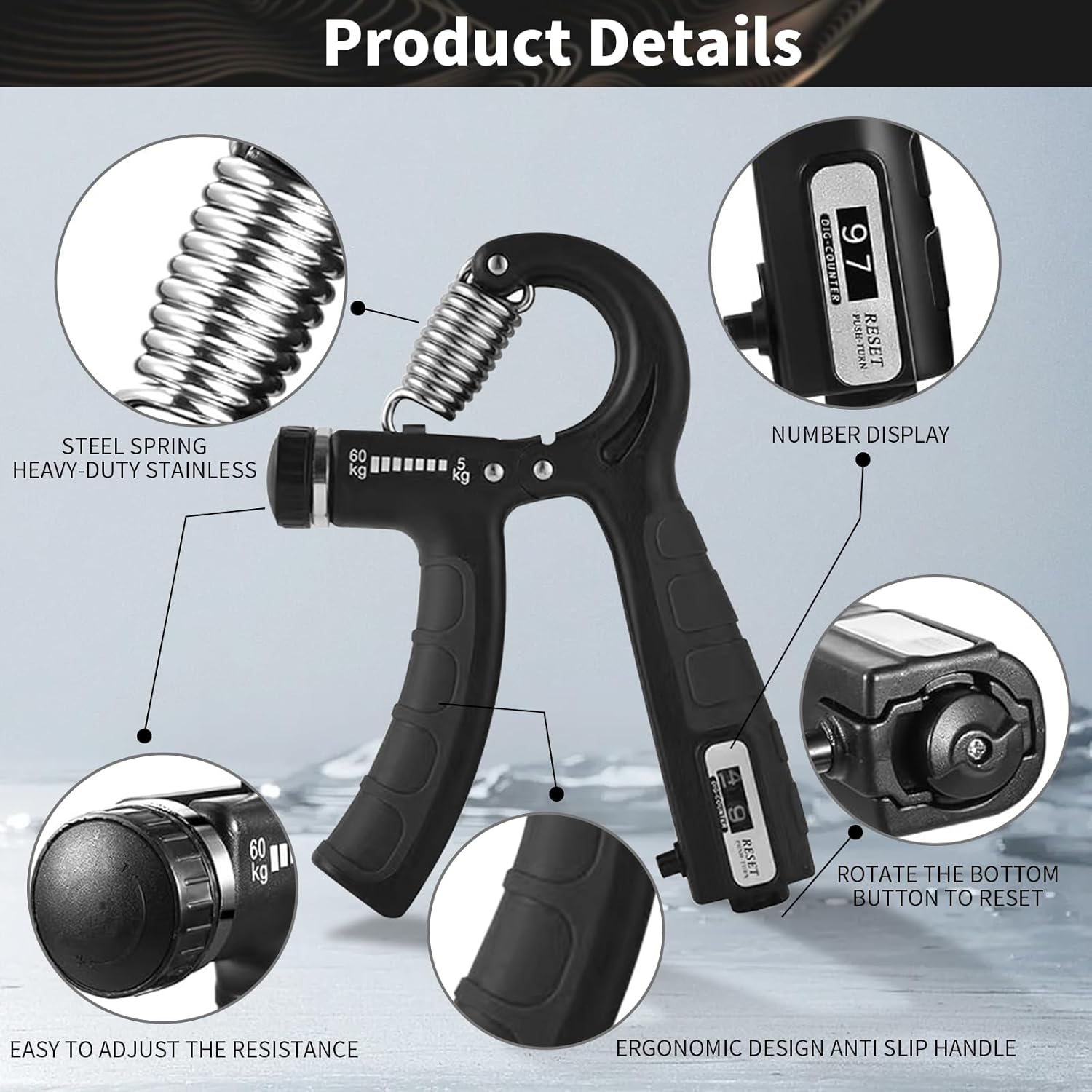 2 Pcs Hand Grip Strength Trainer with Smart Counting, 11-132Lb Adjustable Resistance Nonslip Hand Grip Strengthener Gripper, Forearm Exerciser Equipment, Hand Gripper for Athletes Rock Climbers & More