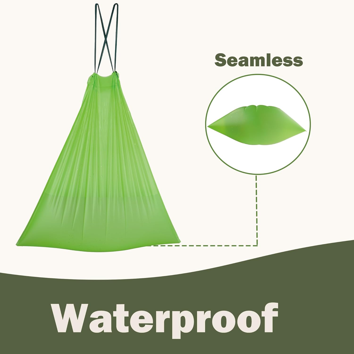 Compostable Bin Liners 20 Liter with Drawstring Tear off Extra Thick Biodegradable Bin Bags with Tie Handle BPI ASTM D6400 Europe OK Compost Home Certified 60 Counts Green (5 Gallon with Tie) image number 1