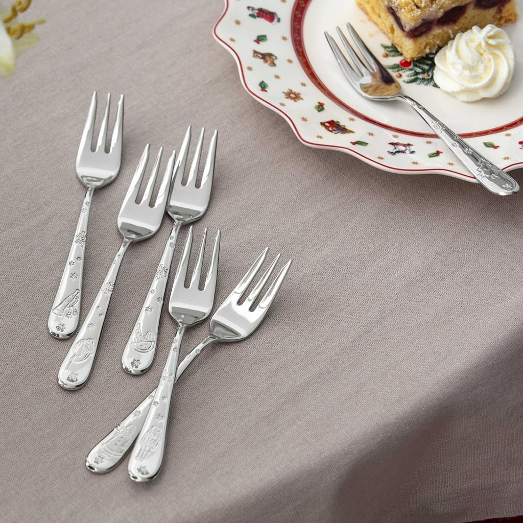Villeroy & Boch Toy'S Delight Cake Fork Set (6 Pcs) - Stainless Steel, Christmas Pattern Engraved Cutlery - 158 Mm image number 2
