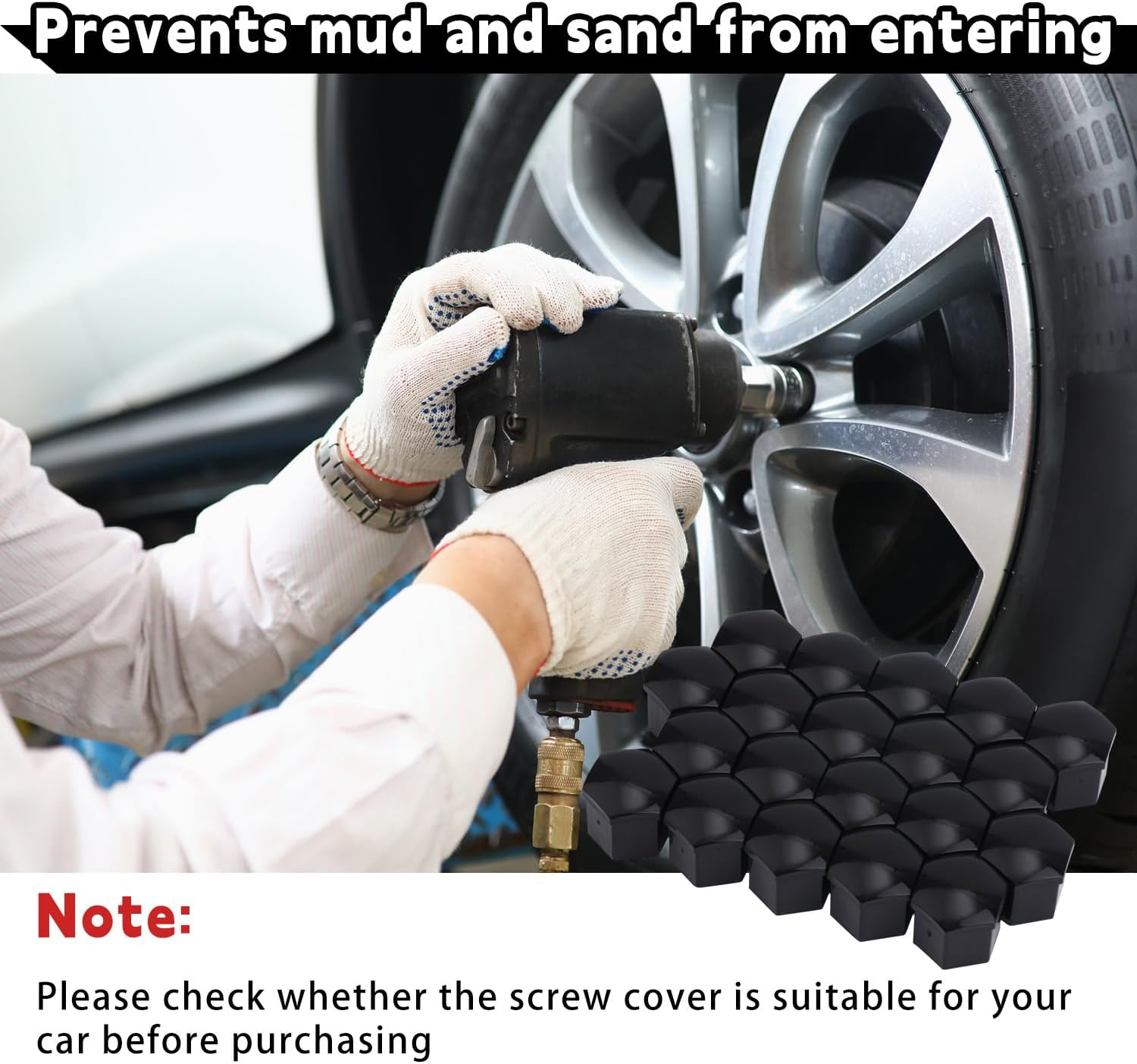 BOXOB 20Pcs Car Wheel Lug Nut Covers, 19Mm Hexagonal Nut Covers with Removal Tool Wheel Bolt Caps Automotive Exterior Accessories for Most Car (Black) image number 5