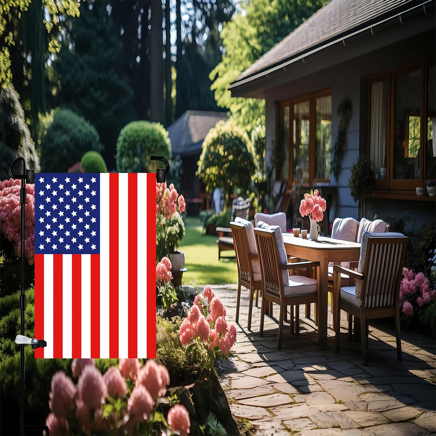 Garden Flag Stand-Holder-Pole with Garden Flag Stopper and Anti-Wind Clip 36.3"H X 16.5"W for USA Flag or Season Garden Flags Keep Your Flags from Flying Away in High Winds(2 Pack) image number 6