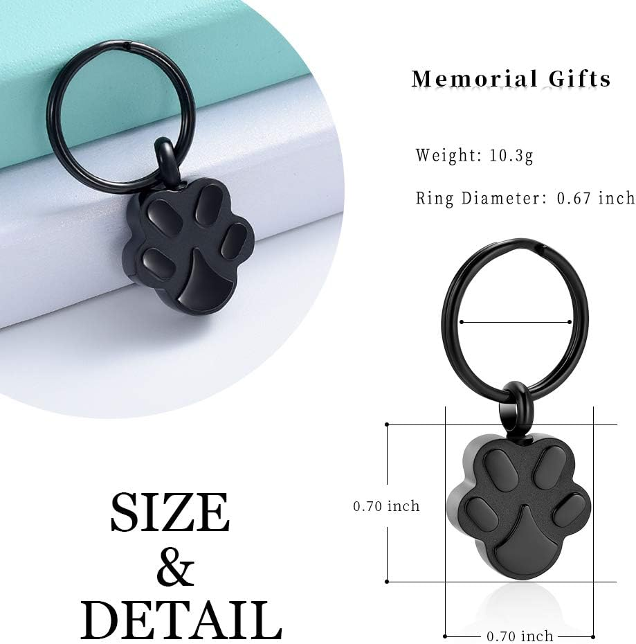 Cremation Ash Urn Keychain for Pet Ashes Cremation Jewelry for Human Ashes Dog Cat Cremation Keepsake Memorial Urn Keychain Ash Holder for Women Men - Wing Black 2 image number 3