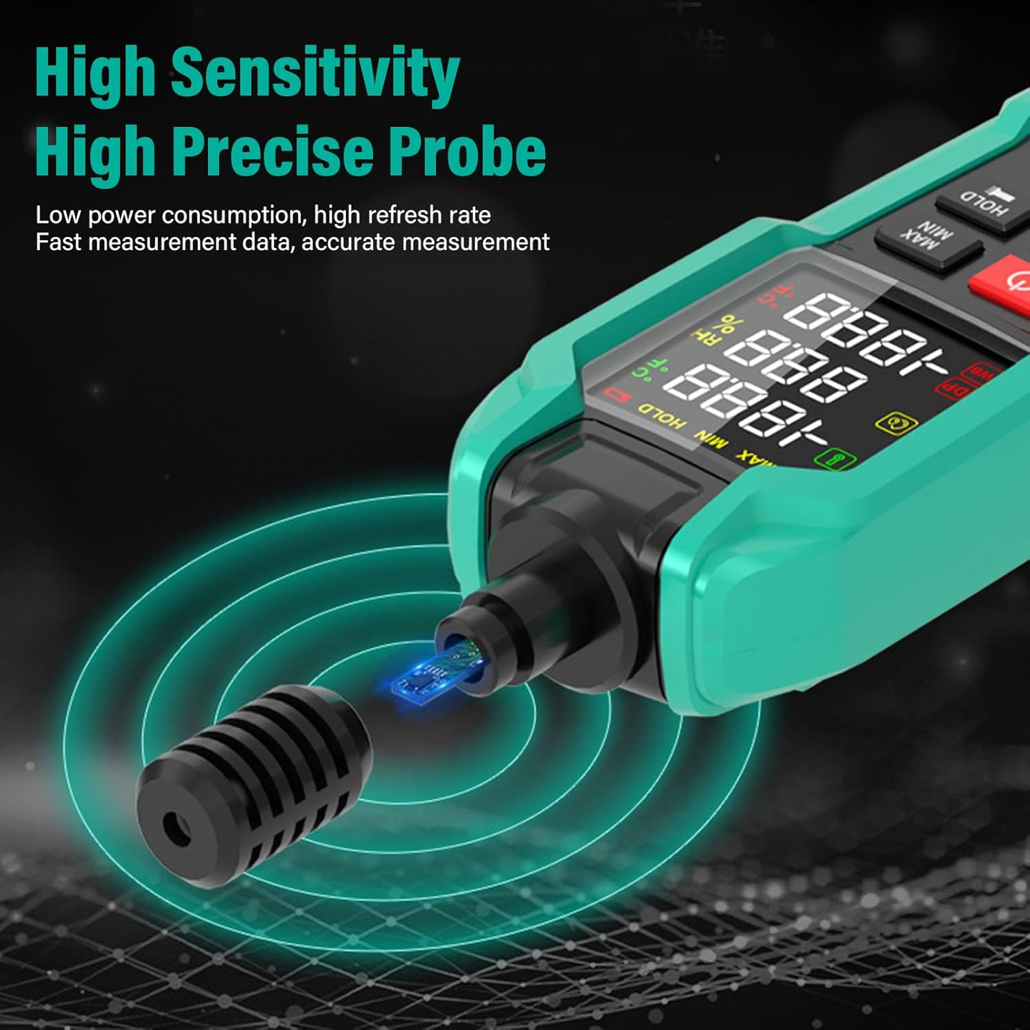 Jiawu Portable Digital Temperature and Humidity Meter, for Vegetable Greenhouses, Basements Outdoors, with High Sensitivity Probe image number 5