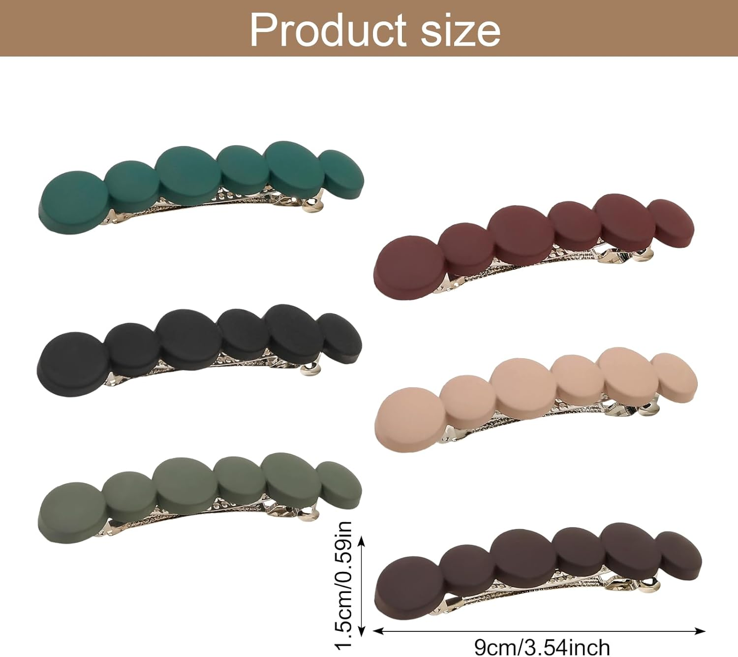 Pack of 6 Automatic Hair Clips, French Elegant Hair Clips, Vintage Hair Accessories Set, Non-Slip Ponytail Holder Clip for Women Girls Fine and Medium Thick Hair (9 Cm) image number 4