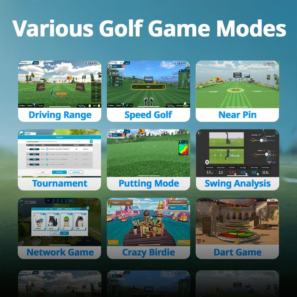 PHIGOLF Home Golf Game Simulator: Enjoy Interactive Golfing with Motion Sensor and Swing Stick for Indoor and Outdoor Fun image number 5