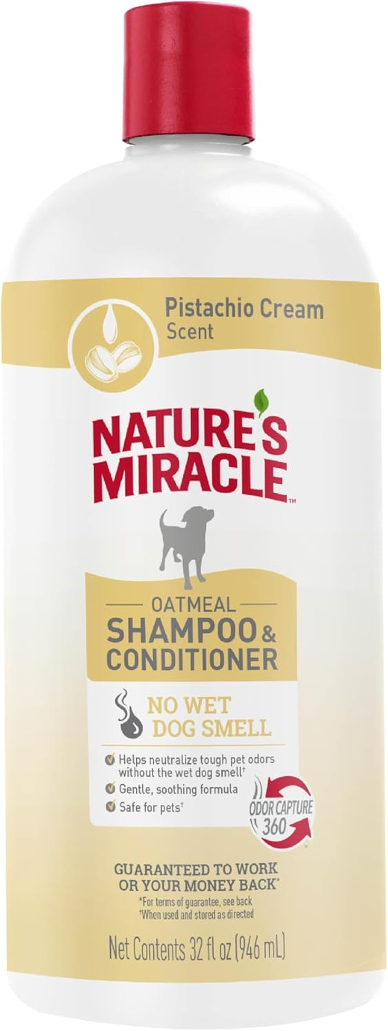 Nature&rsquo;S Miracle Oatmeal Shampoo & Conditioner, 946Ml, No Wet Dog Smell, Gentle Formula, Locked in Moisture, Pistachio Cream Scent