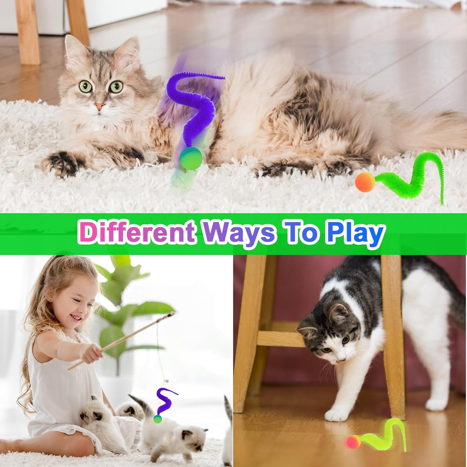 MOKIDO Pack of 5 Wobble Balls for Cats, Cat Balls, Bouncy Balls, Wiggly Ball, Funny Cat Toy Ball, Movable Funny Bouncing Wobble Balls, Cat Accessories, Kitten Toy for Cats of All Ages