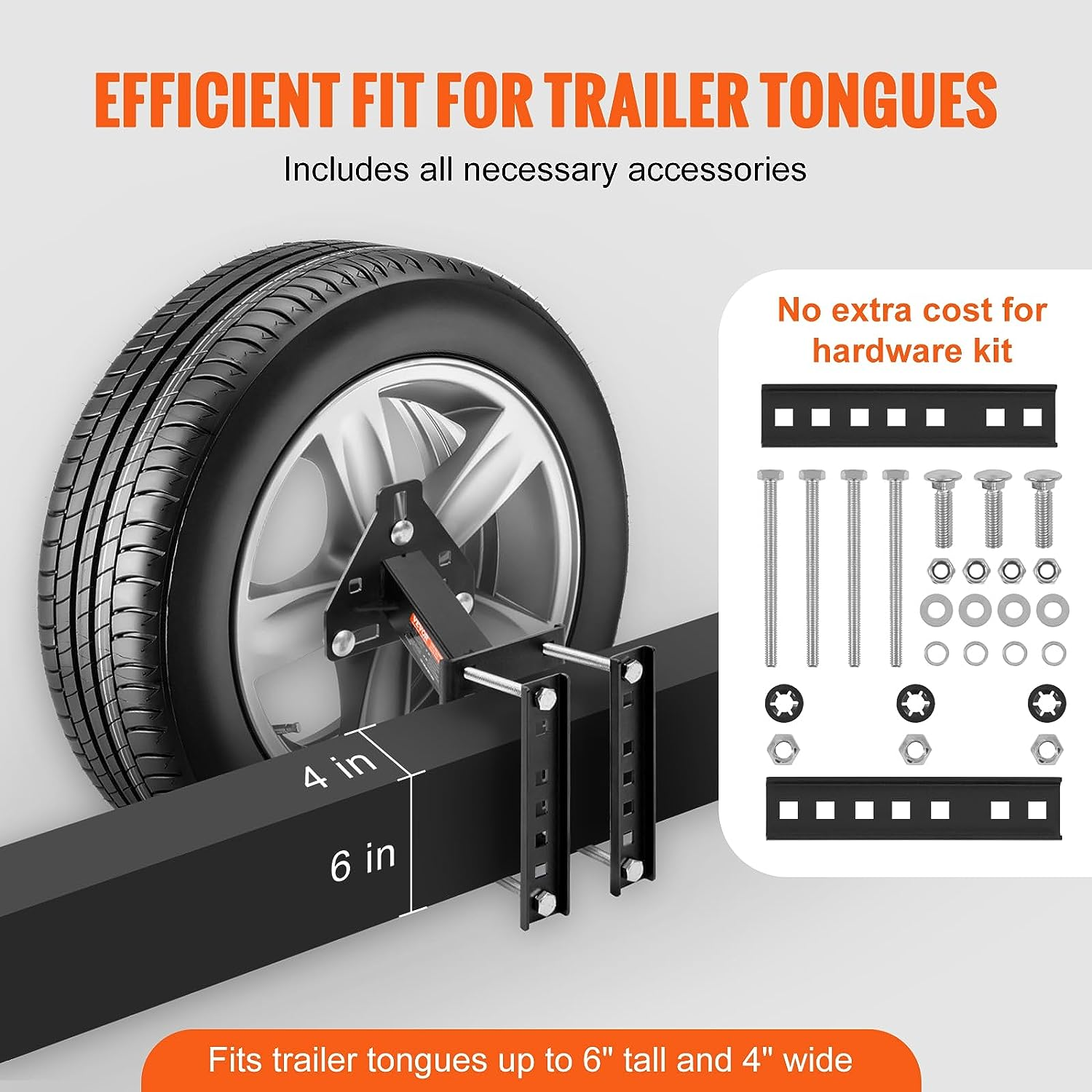 VEVOR Spare Tire Carrier, Trailer Spare Tire Mount, 160 Lbs Capacity, Utility Trailer Accessories Fits Most 4 & 5 & 6 & 8 Lugs Wheels on 4", 4.25", 4.5", 4.75", 5", 5.5", 6", 6.5" Bolt Patterns image number 3