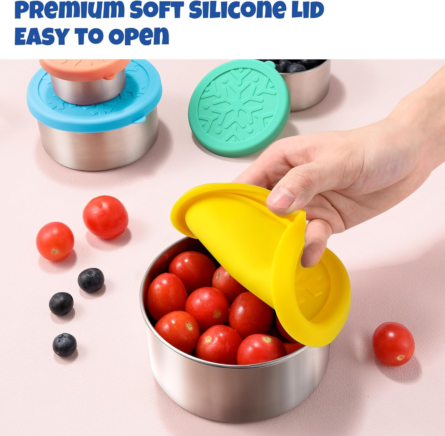 Homotte 304 Stainless Steel Containers with Lids Small for Lunch, Leak-Proof Stainless Steel Food Storage Containers for Back to School Kids, 5 Pack Stackable (2Oz, 4Oz, 8Oz, 14Oz, 24Oz) image number 3