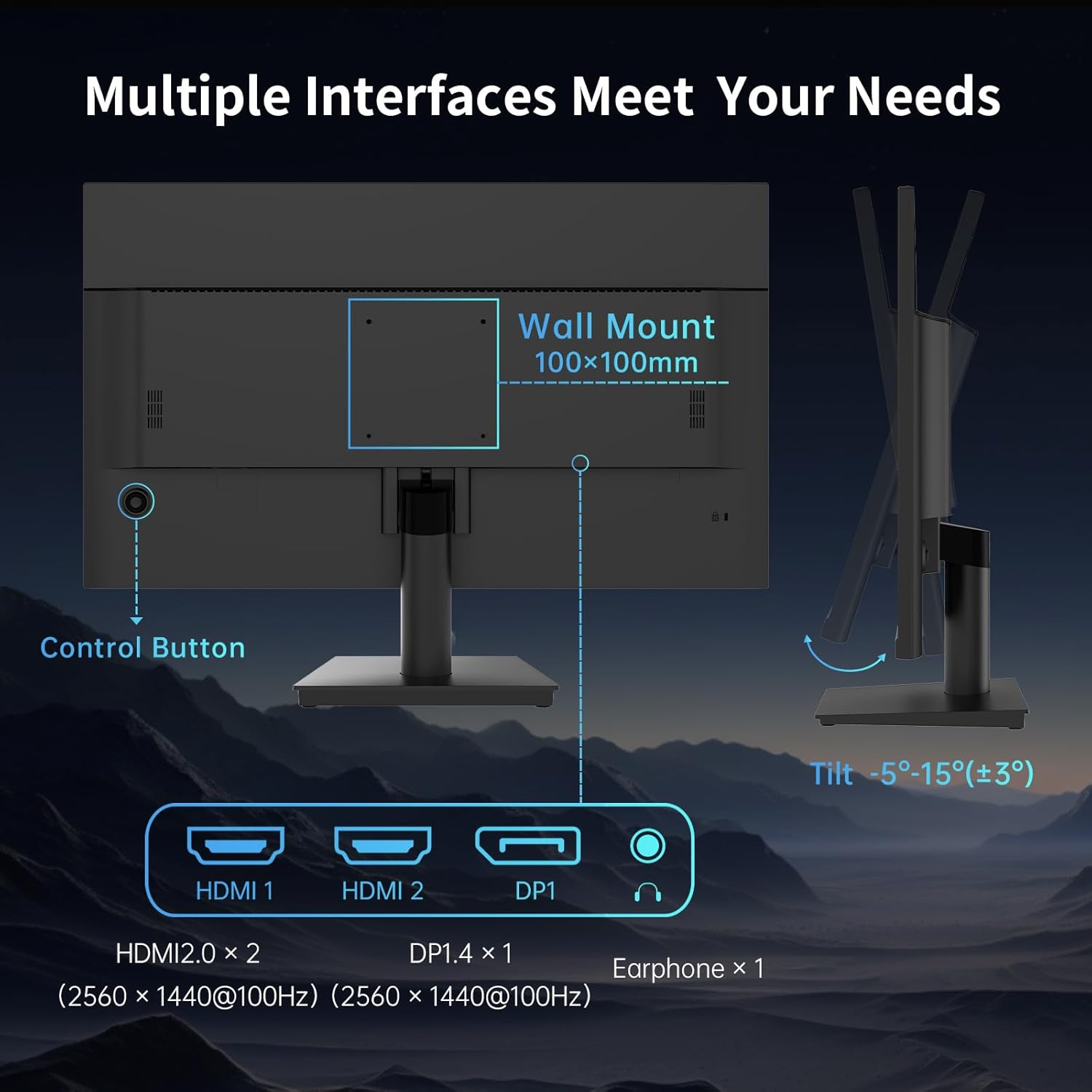 KTC 27 Inch QHD(2560 * 1440) 100Hz Computer Monitor - IPS Panel, Anti-Blue Light Screen, 100% High Color Gamut, 123% Srgb, Support Freesync and Gsync, PC Monitor for Casual Gaming and Working image number 5