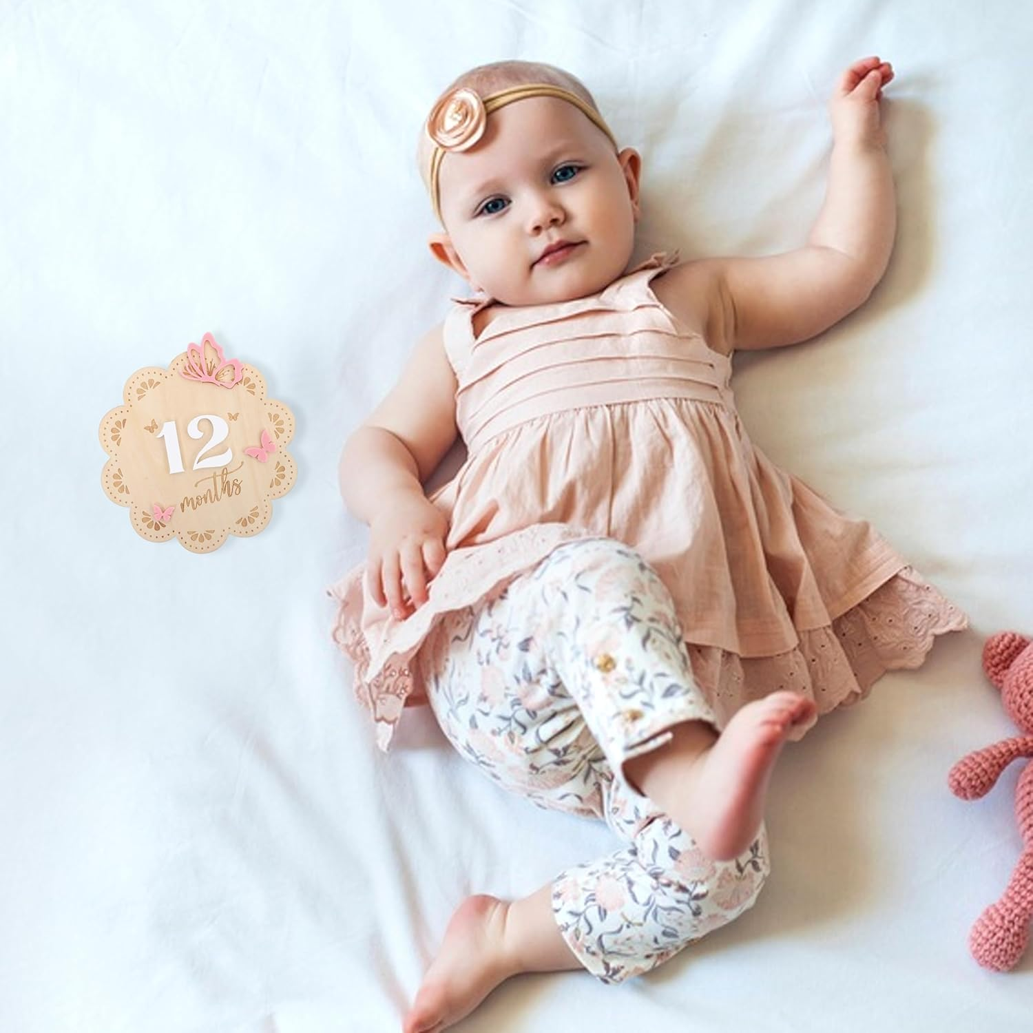 Butterfly Wooden Monthly Milestone Cards - 1-12 Months Interchangeable Baby Months Signs, Double-Sided Printing, round Butterfly Milestone, Newborn Memento Milestone, Baby Shower Photo Props image number 6